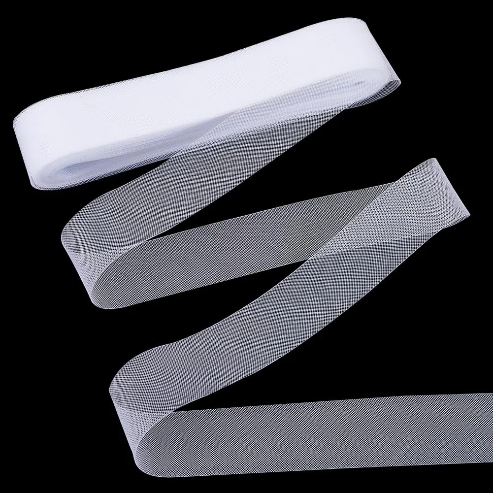 MAYJOYDIY Trenza de crin rígida blanca de 45,7 m, 50 mm, trenza rígida de crin, trenza dura con hilo para varillas de poliéster, costura, bodas, danza y accesorios de vestir