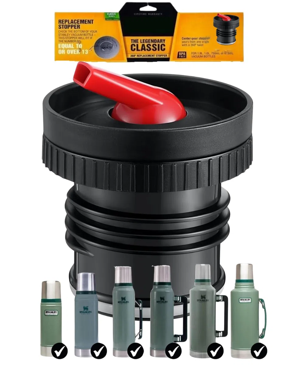 Tapón Pico Cebador Compatible con Termos Stanley | Antifugas con Rosca Reforzada y Sellado Hermético | Vertido Controlado para Mate | Compatible con 473 ml, 750 ml, 1L, 1.4L y 1.9L