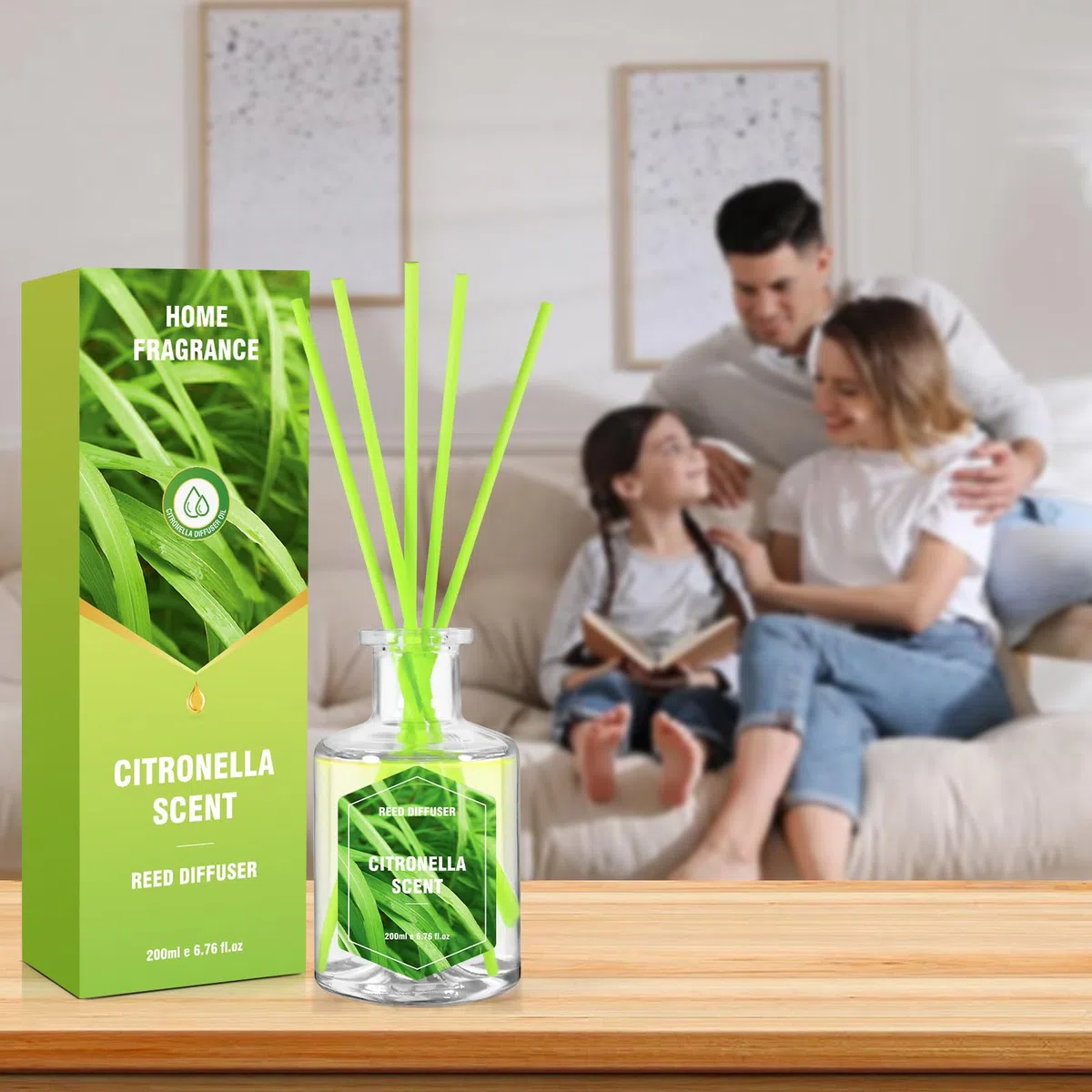 Citronela Difusores Aromáticos Varillas 200ml, Ambientador para Cocina y Baño, Hogares, Oficinas, Restaurantes