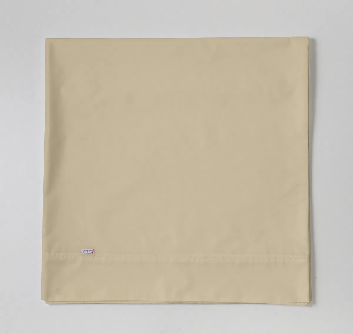 ESTELA - Sábana encimera Combi Liso Cala Color Camel - Cama de 90 cm. - 100% Algodón - 144 Hilos