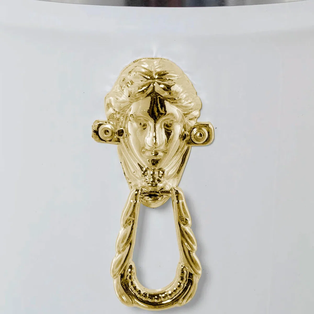 AC - Paragüero Redondo con Adorno - Fabricado en Latón - Soporte para Paraguas cilíndrico metálico para Entrada de oficinas, hogar, diseño clásico - Ø 23,2 x 40,4 cm - Color Blanco/Dorado