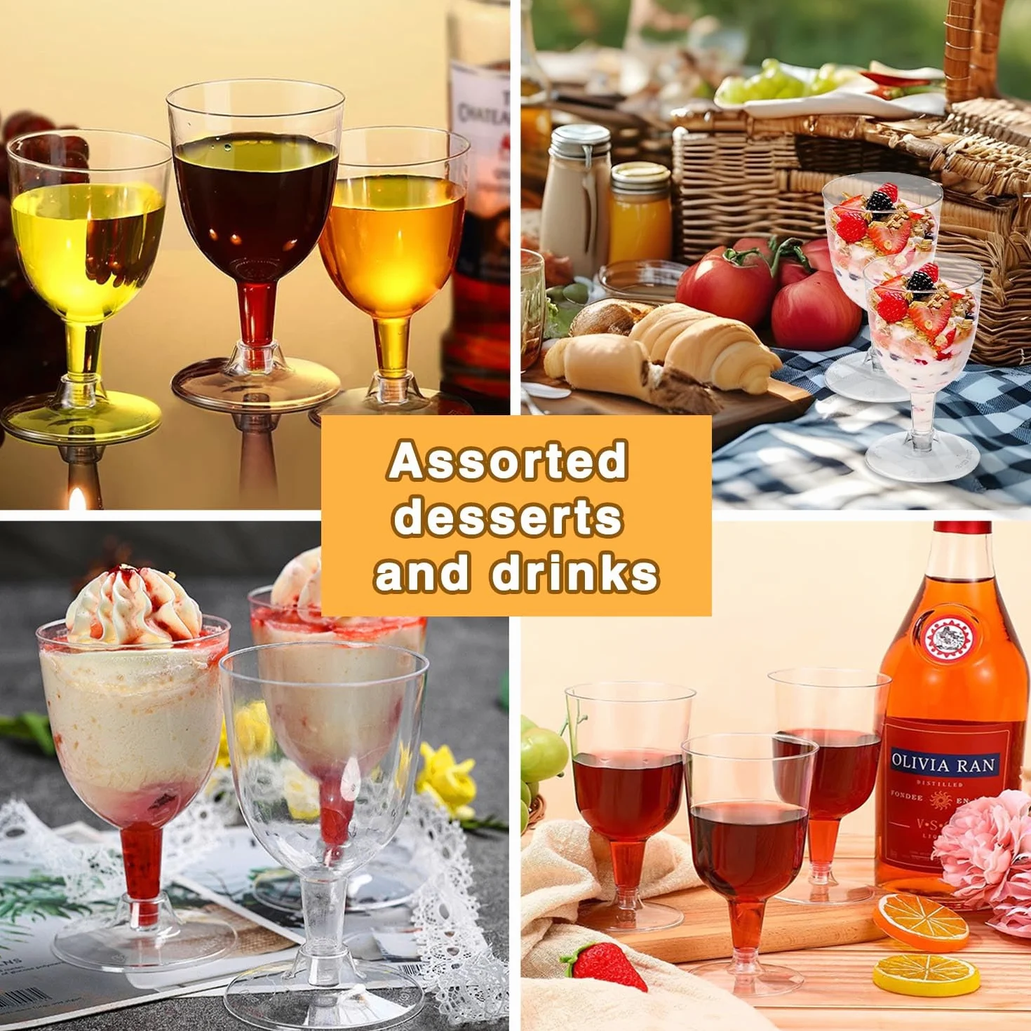 Copas de vino reutilizables, 20 unidades, para camping, bodas, cumpleaños, fiestas, pícnic