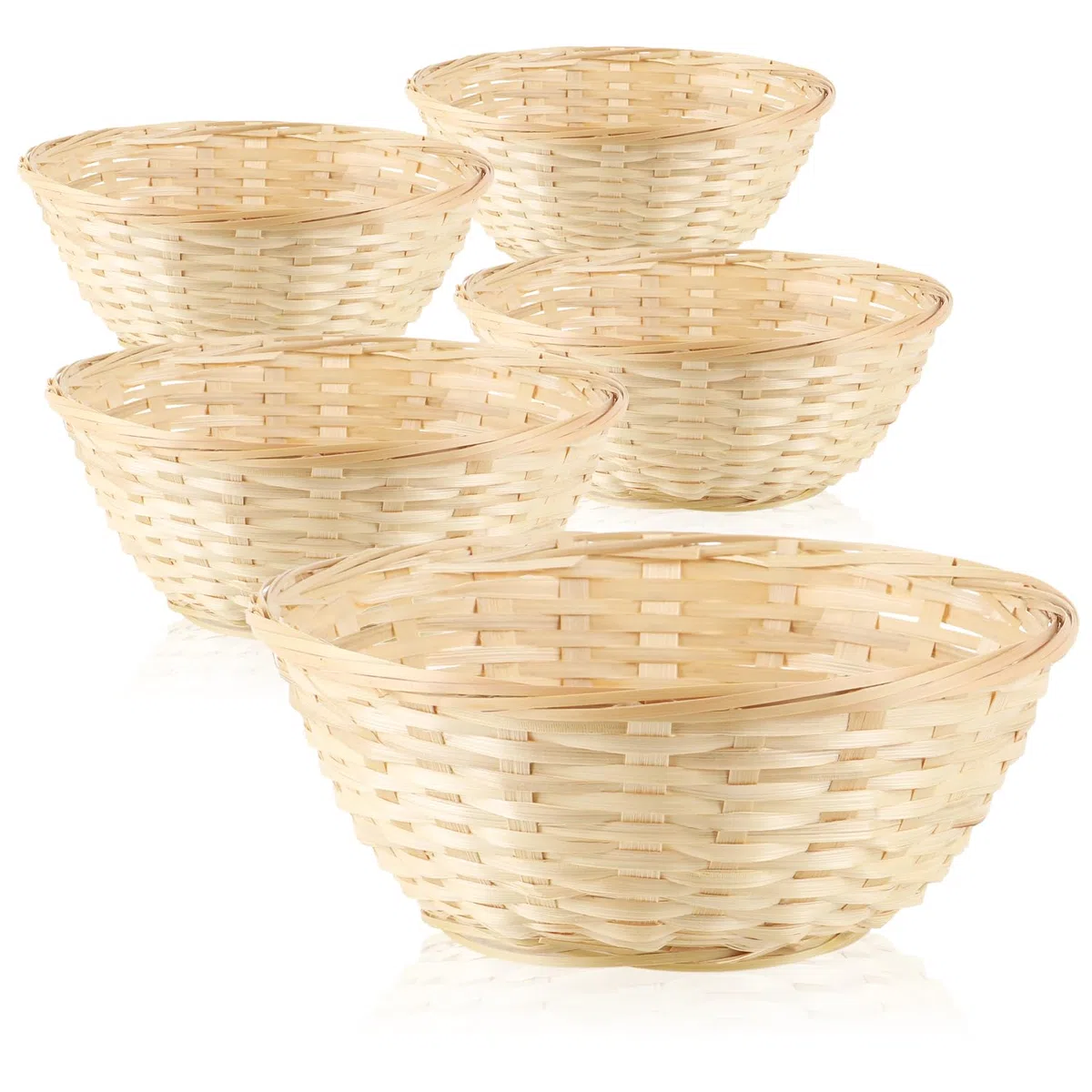 COM-FOUR® 5x Canasta de rafia en color natural para decoración - Canasta para huevos de Pascua, bocadillos y llaves (Cesta de bastón - 5 piezas)