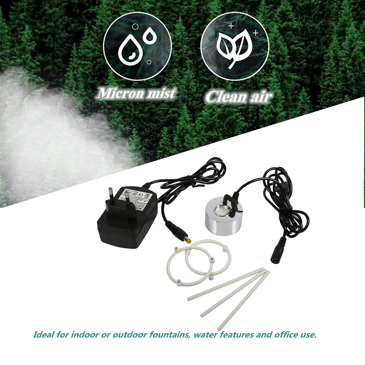 Fabricante de niebla ultrasónica de 24 V, humidificador de atomizador de estanque de fuente de agua de niebla, florero de tanque de peces rocosos Reliquias de cumpleaños Decoración (A)