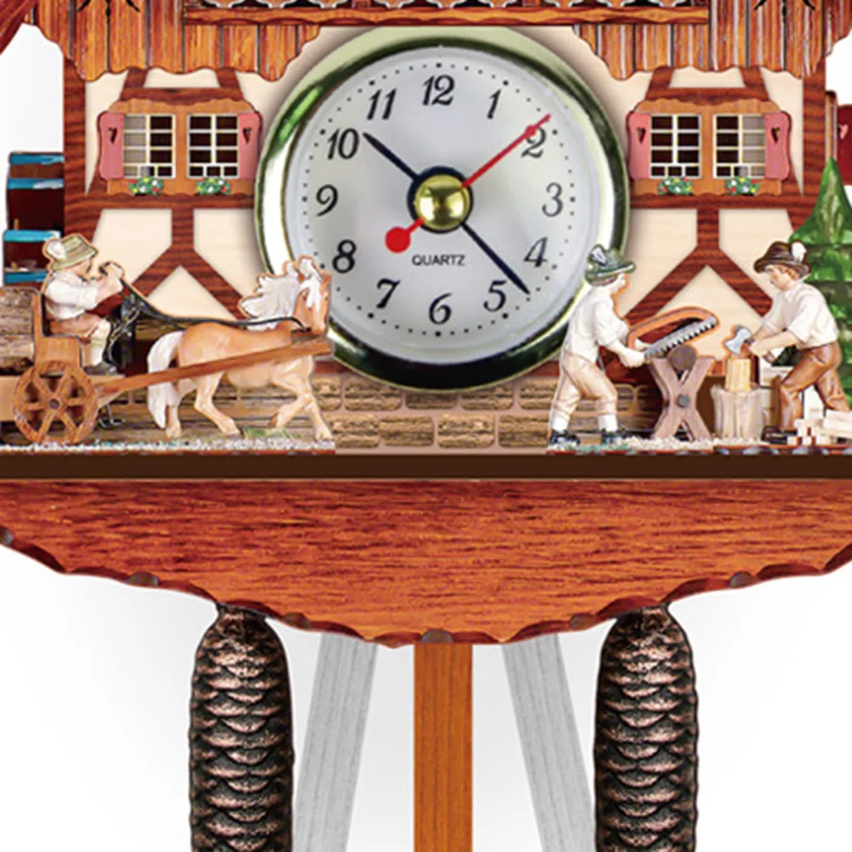 FAMKIT Reloj de cuco de madera con péndulo despertador de pared decoración para sala de estar, dormitorio, cafetería, restaurante, hotel (2412653-AM97-120533-XVS)