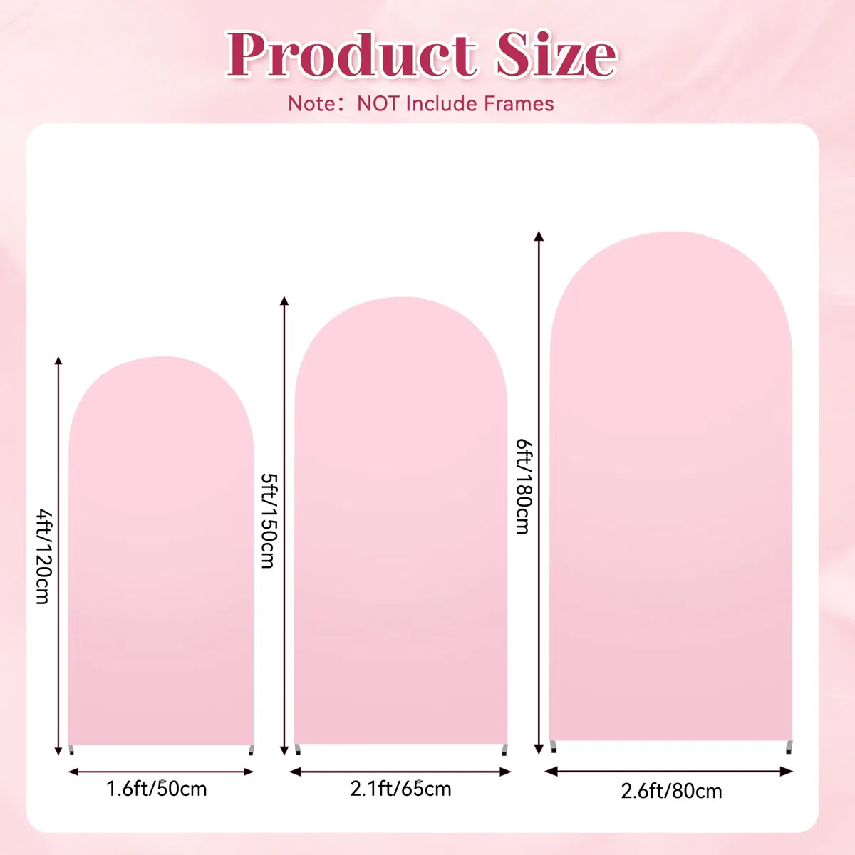 Juego de 3 cubiertas de fondo para arco, cubierta de fondo para arco de boda de doble cara, cubierta de fondo de 4/5/6 pies para fiesta de cumpleaños, ceremonia, banquete (rosa)