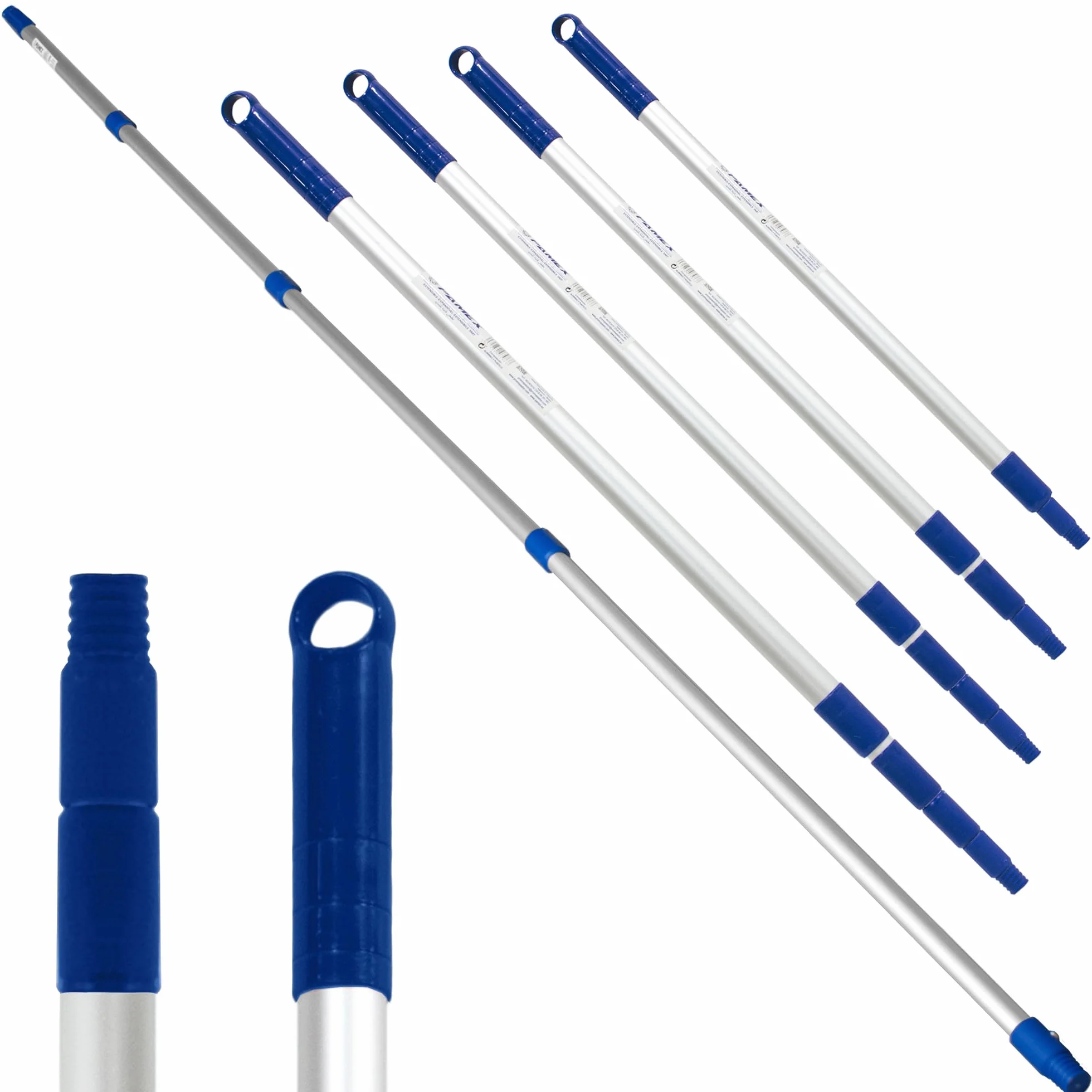 PAMEX Mango Extensible 4 metros. Mango Extensible Telescópico Profesional Aluminio. Alargador Extensible con Rosca. Resistente a la corrosión y el desgaste