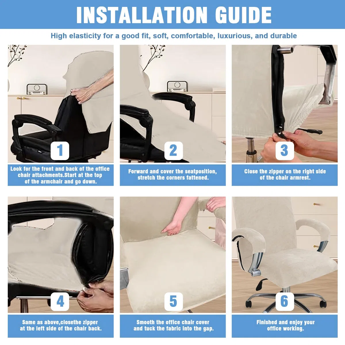 Funda para silla de oficina, funda para silla de oficina con reposabrazos, funda de asiento extraíble para silla de oficina, funda para silla de oficina, silla de ordenador, silla