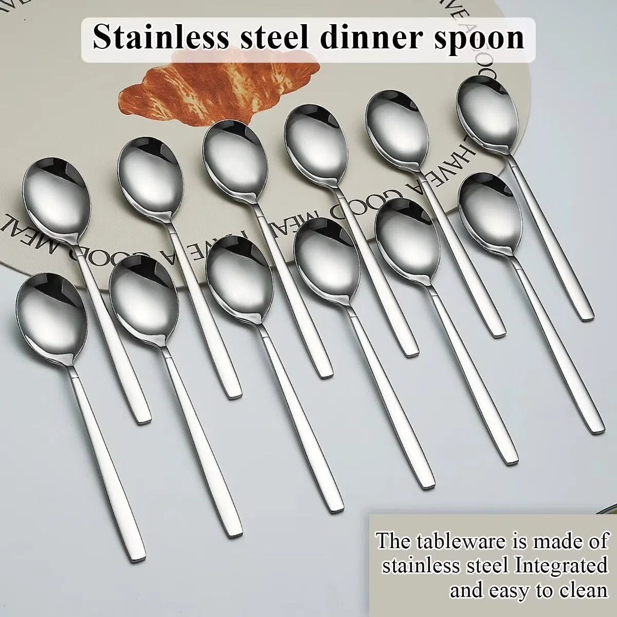 Berglander cucharas de sopa 12 piezas, Mesa moderna de acero inoxidable Cuchara, cuchara de cena, ideal para el hogar, restaurante, hotel, boda y fiesta, apto para lavavajillas