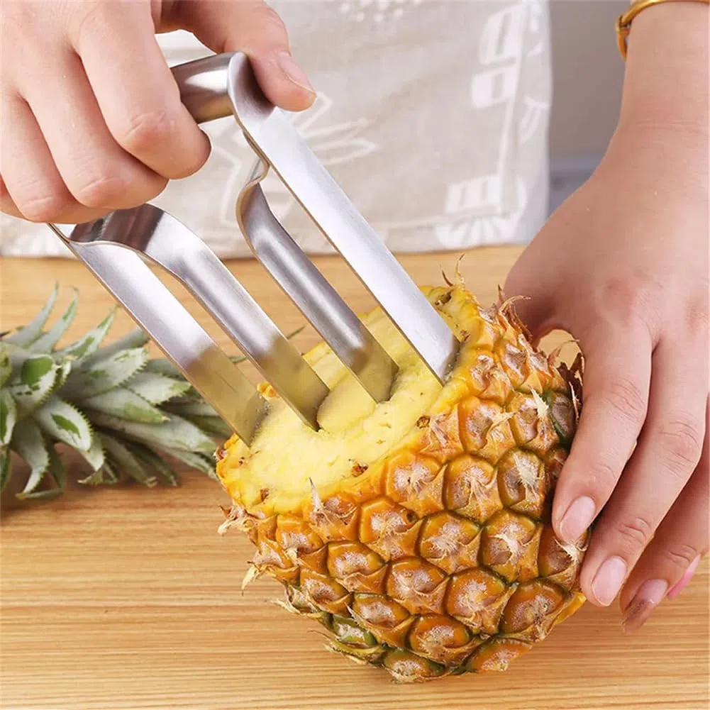 Tiiyee Cortador de Piña, Descorazonador Piñas con Pelador Frutas Acero Inoxidable Rápidamente y Elimina el Núcleo Hoja Afilada Cuchillo Doble Capa Fruta Corte Rodajas para Hogar la Cocina