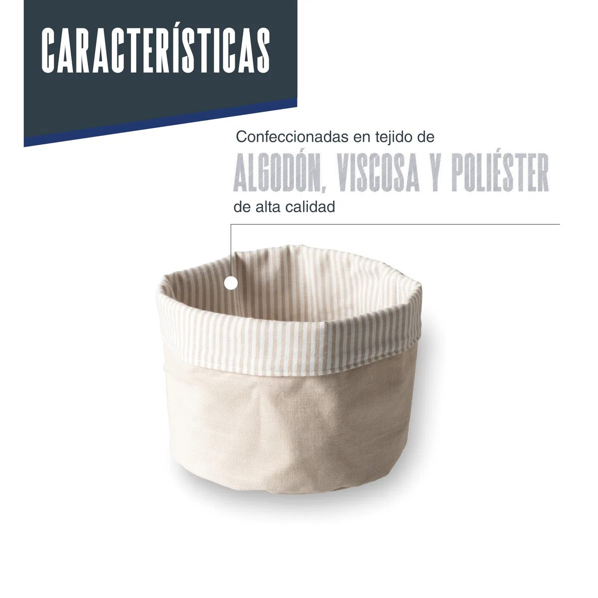 LACOR - 60090 - Panera Cream, Algodón, Viscosa, Apto para lavadora, Plegable, Multiusos, Reversible, Apilable, Poliéster, Ø 20 cm