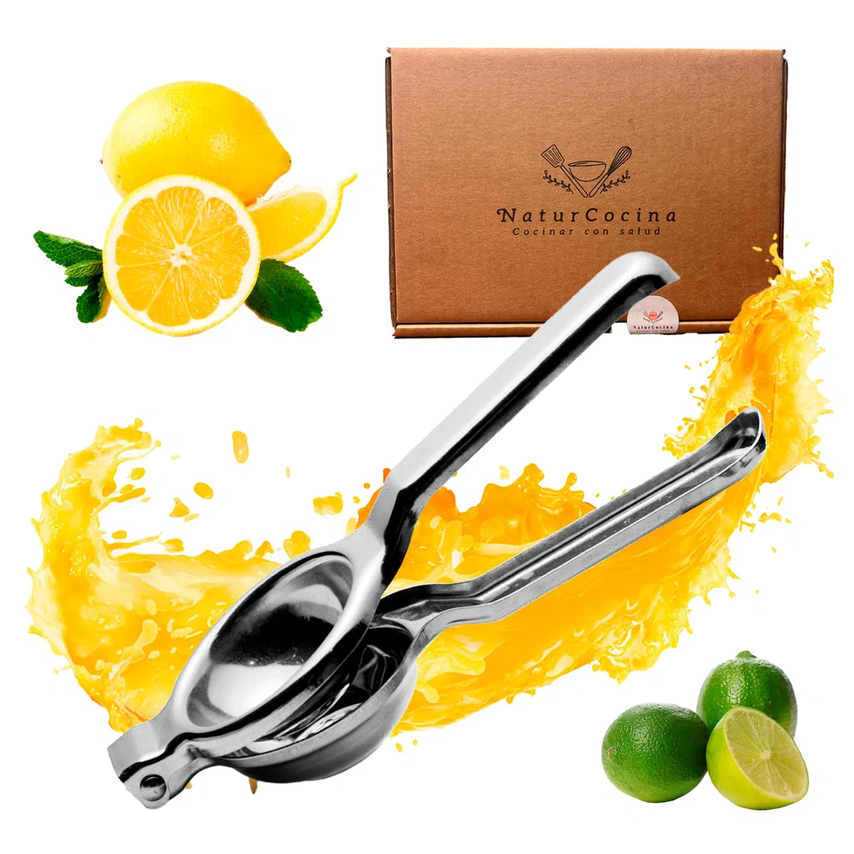 Exprimidor Limon manual grande 8 cm diámetro, Exprimidor de limon, Exprimidor limones manual cocina, Exprimidor para Cítricos, prensa acero inoxidable Natur Cocina, Restaurante