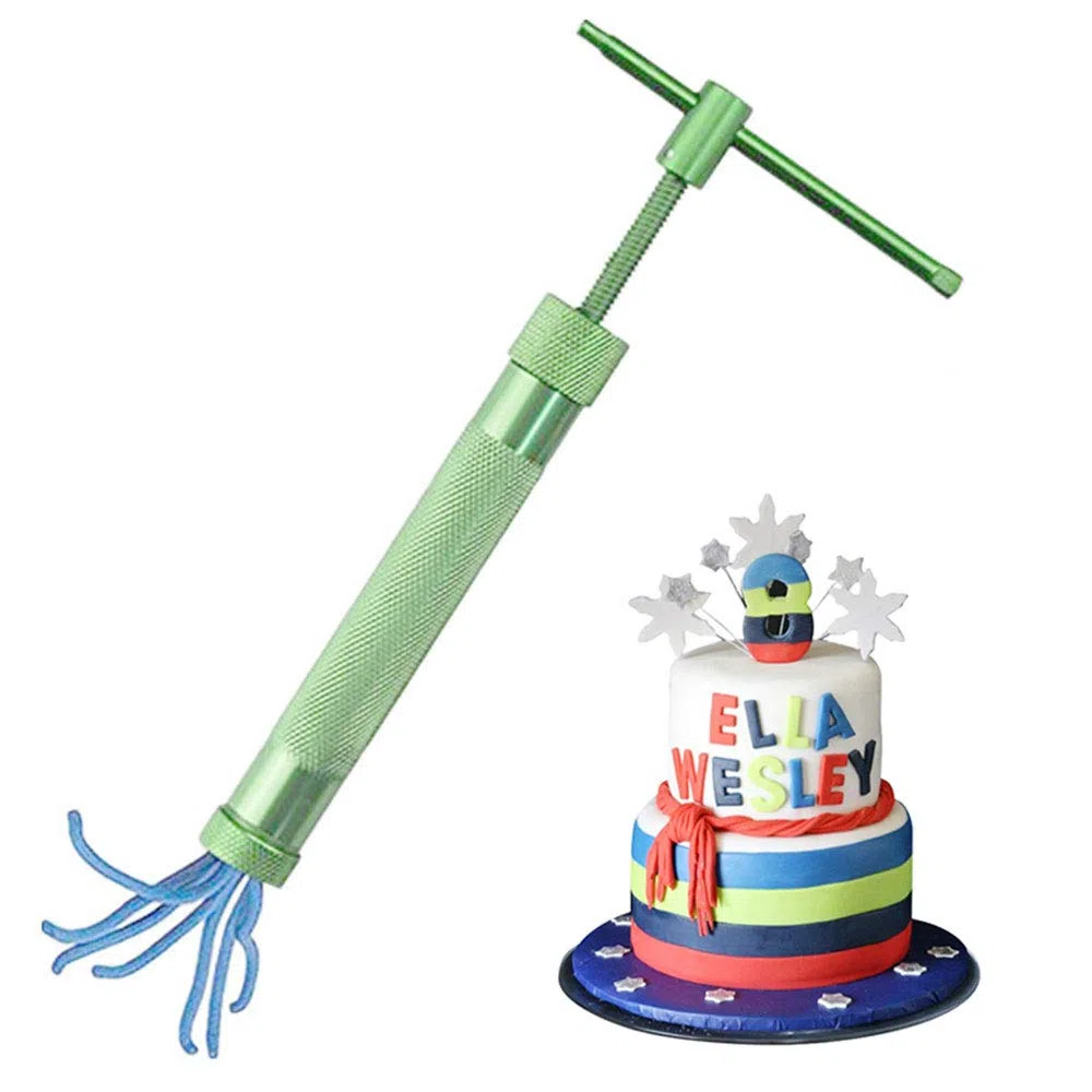 Extrusora de arcilla, de aleación de aluminio, extrusora de pasta de azúcar, herramienta de decoración verde con 20 puntas para fondant, pastel y arcilla