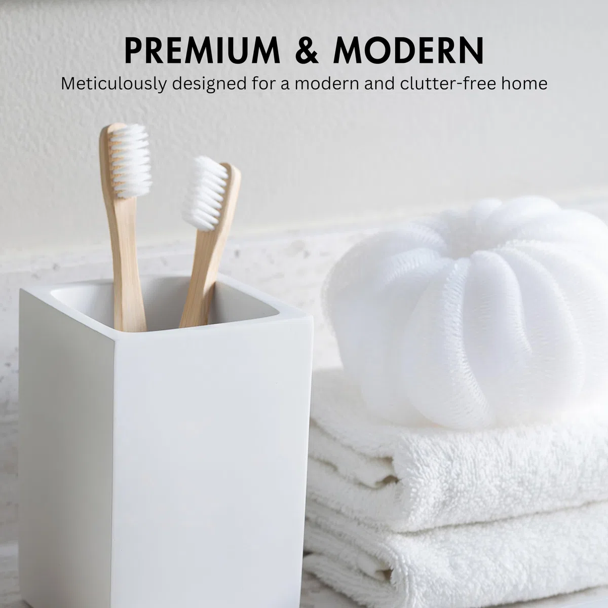 Yew Design portacepillos y portapasta de Dientes, Blanco Mate, para baño y Lavabo – Organizador Angular para cepillos eléctricos, Hilo Dental, maquinillas de Afeitar