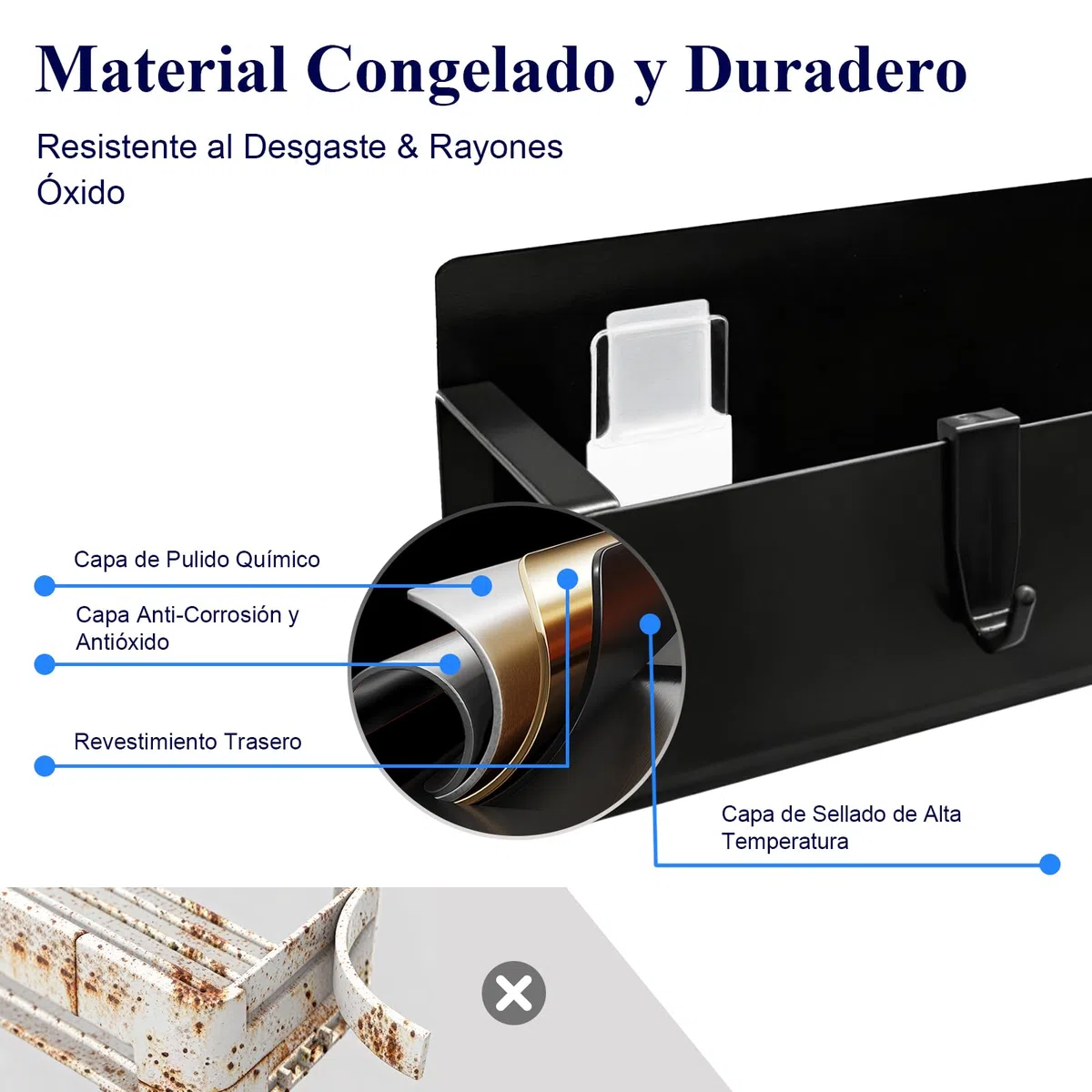 2 Piezas Estante de Ducha sin taladrar, Negro, Estante de Almacenamiento de baño Inoxidable, Estante para champú y Gel de Ducha, Cesta de Ducha de Metal Negro Mate, con 4 Ganchos