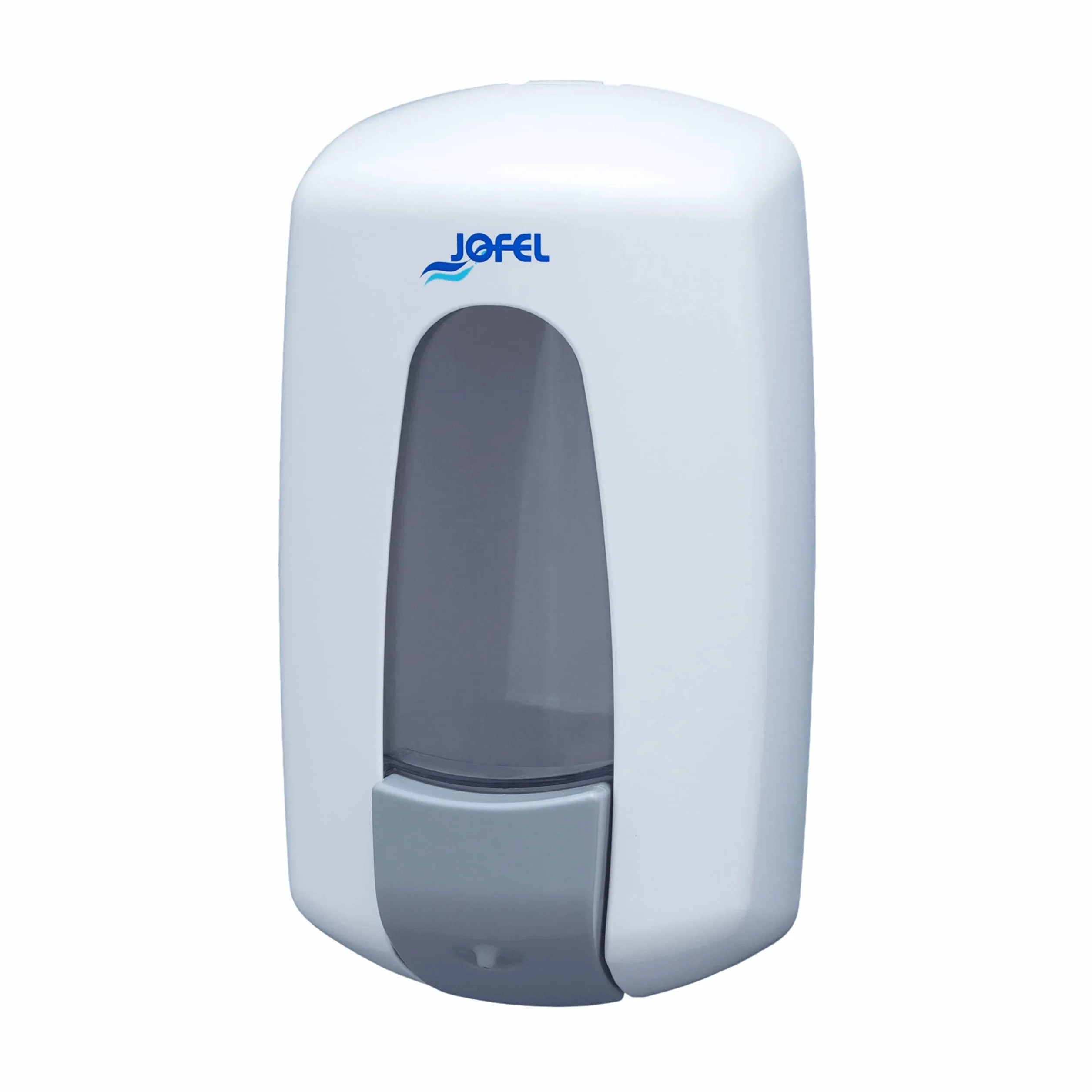 Jofel - Dosificador de Jabón Líquido para Pared, Recargable con Capacidad para 0.9L, Dispensador Jabón Baño Rellenable, Válvula Anticorrosión y Antigoteo, Carcasa ABS, Aitana AC70000, Blanco