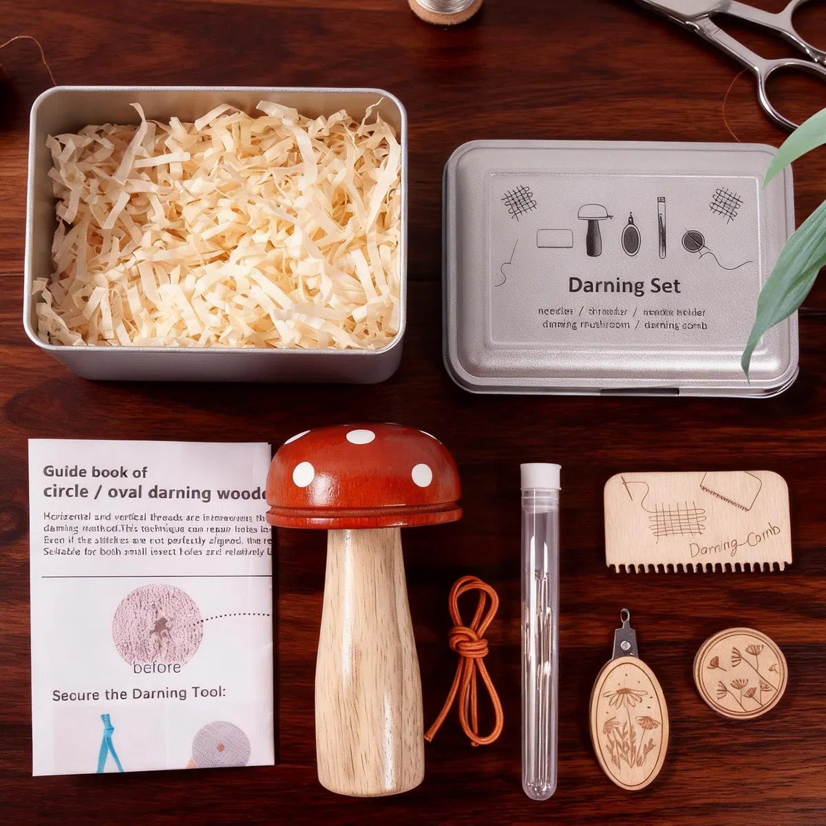 Dgayaeic Kit de hongos para zurdo, manualidades y reparación creativa, 1 juego, kit de zurdo de calcetines con agujas de coser grandes para ojos, kits de proyectos de costura, aplicaciones versátiles