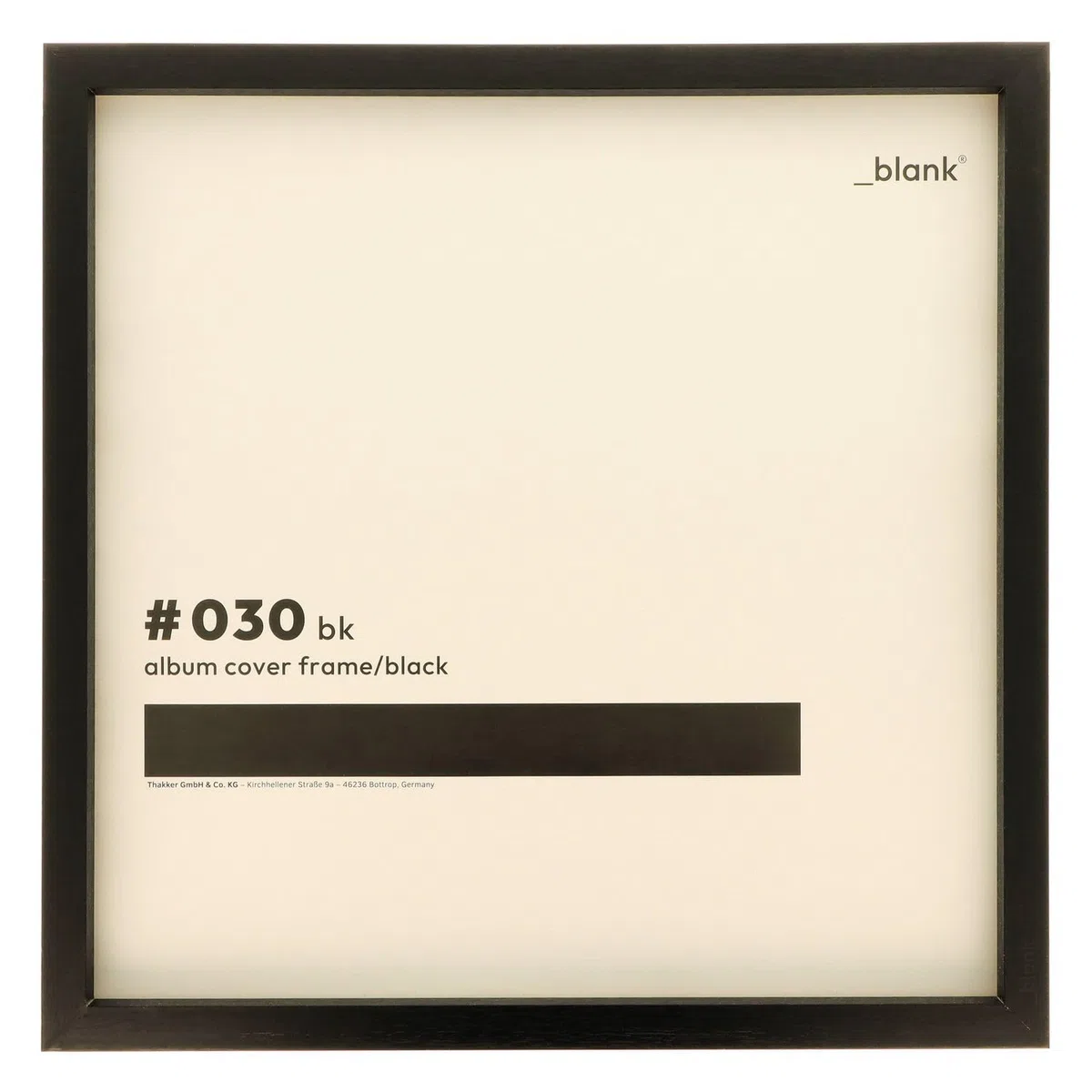 _blank #030bk | Marco de Cubierta de álbum | para Discos de 12' | Discos fácil y rápidamente reemplazables | Negro