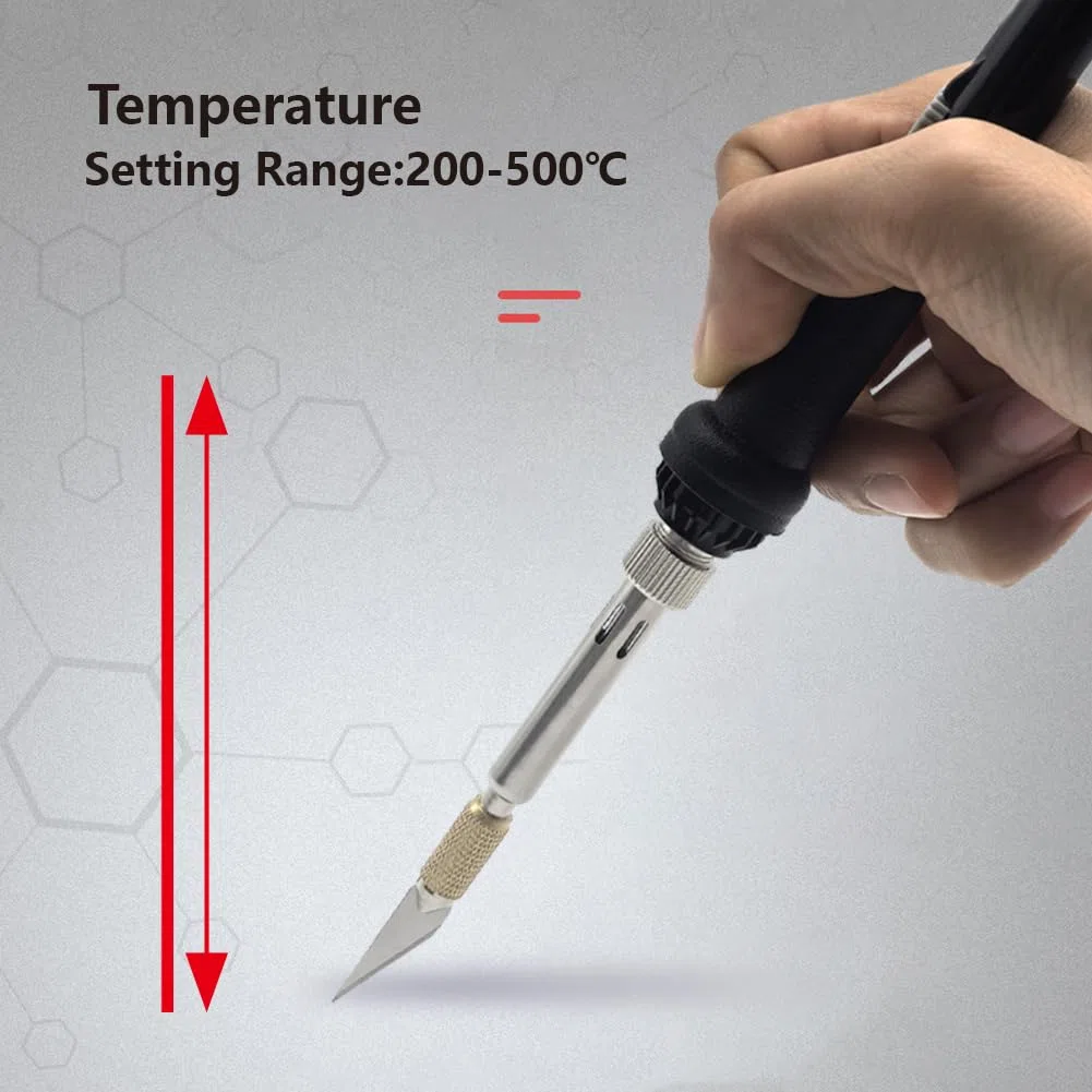 31 Piezas Kit de Herramientas Eléctricas para Cortar Cuchillos Calientes | 23 Cuchillas | Temperatura Ajustable | 3 Manguitos de Sujeción | para Espuma Plástico Tela Cuerda Artesanía Tallado