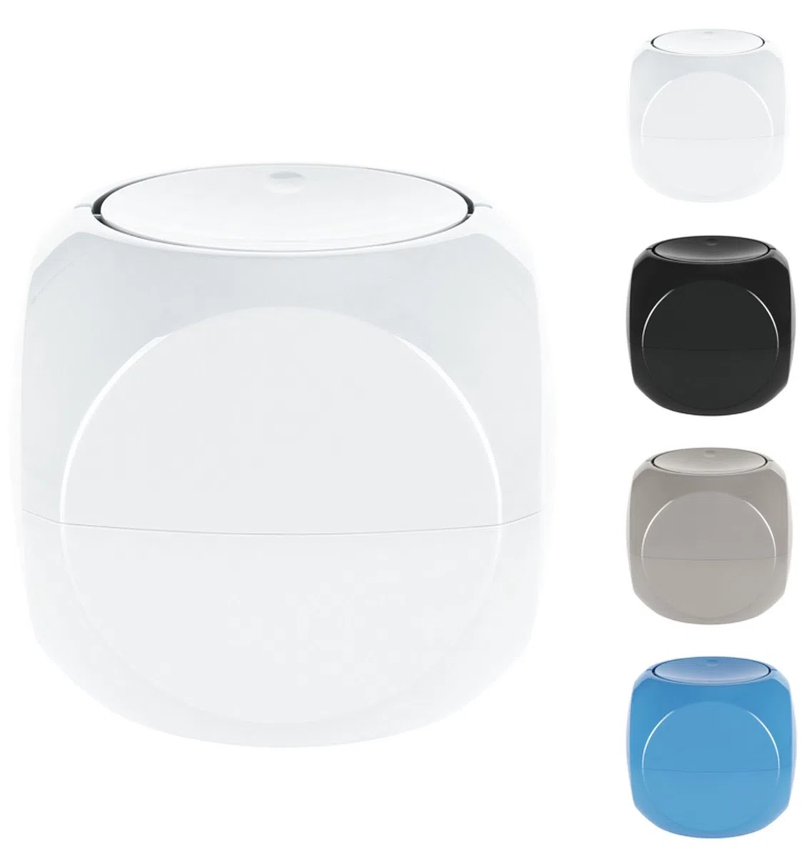 Spirella - Papelera para cosméticos - Contenedor de residuos de baño - 1 litro con tapa giratoria - Blanco