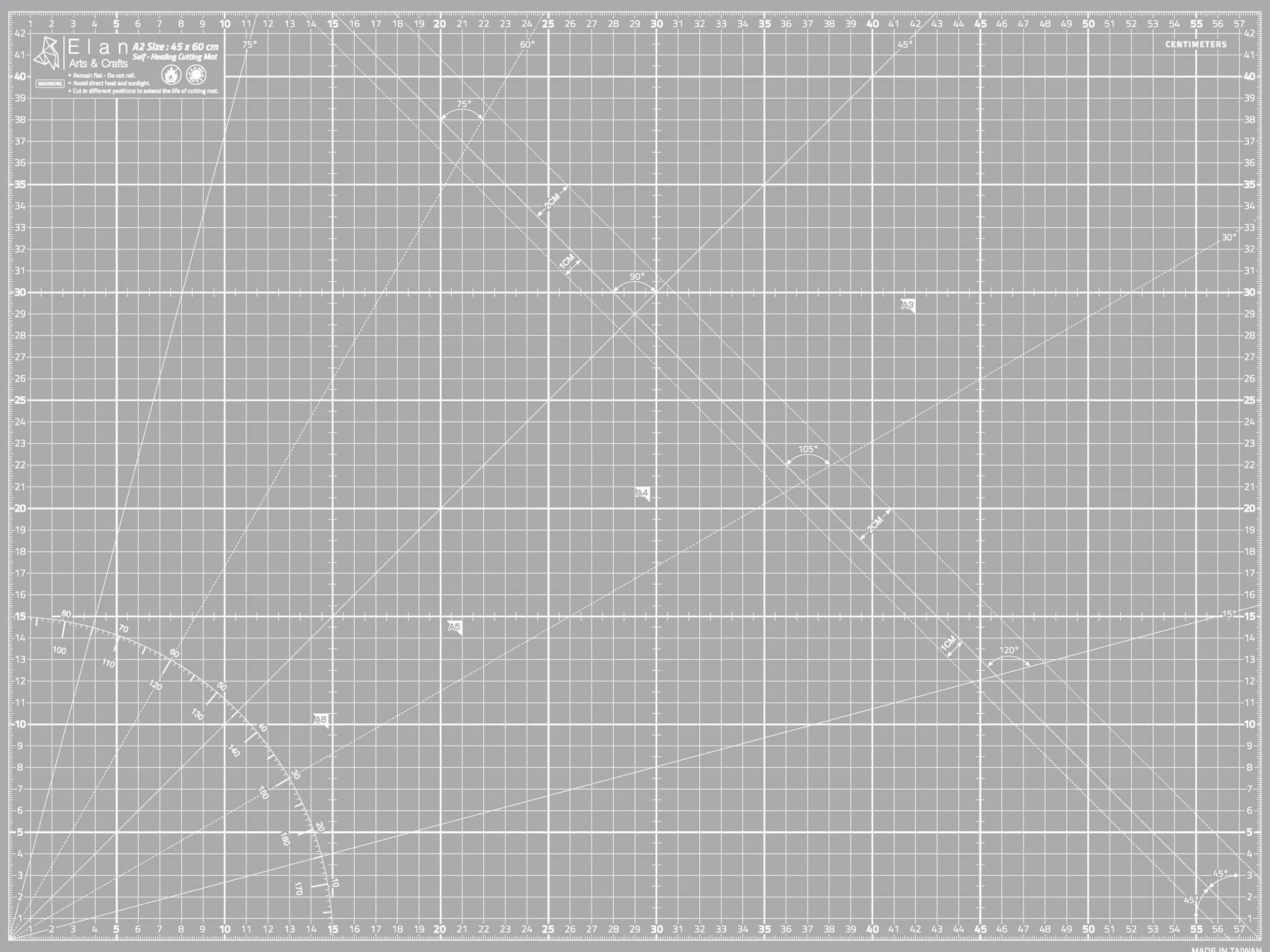 Elan Base de Corte A2 Autocicatrizante Gris, Tabla de Corte 60x45 CM, Tabla Cortar Costura, Base de Corte A2, Protector Mesa Manualidades de 5 Capas