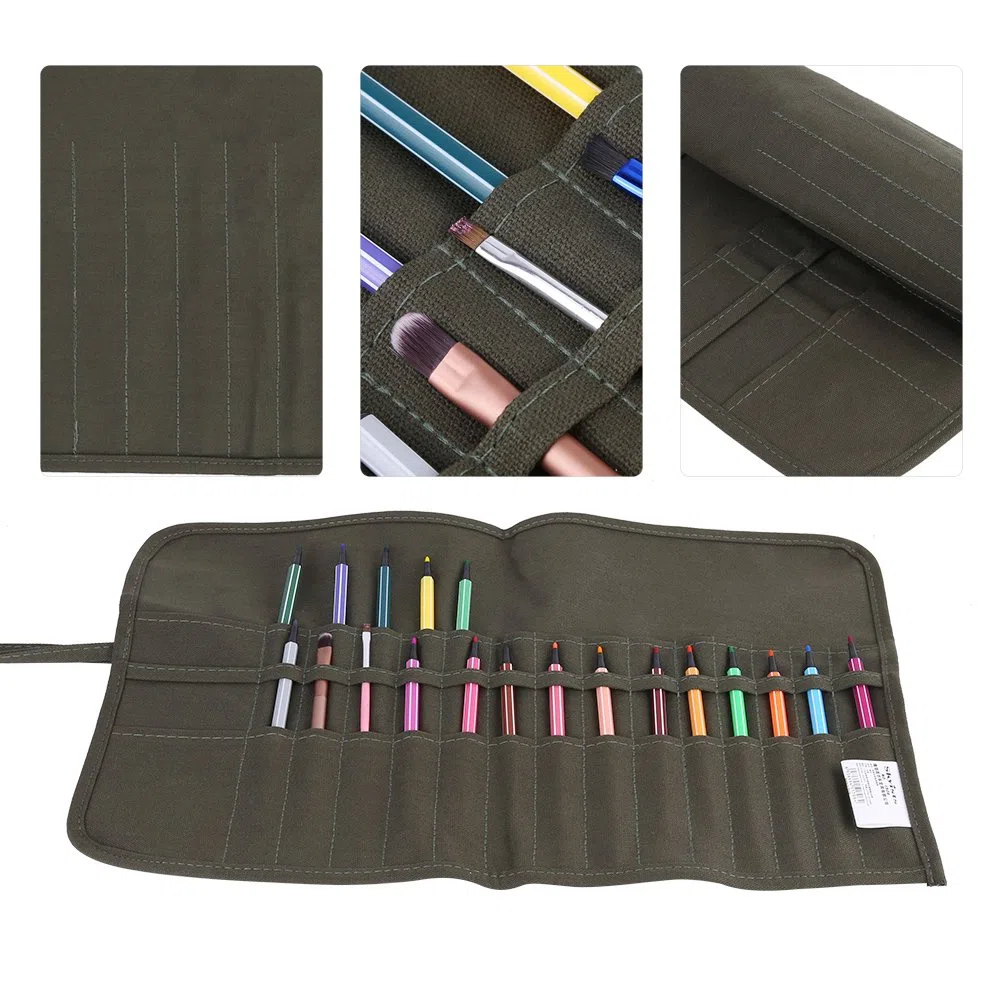 Akozon Acuarela Pincel funda mayor 30 agujeros Roll Up lienzo Pincel Lápiz tirar funda Acuarela aceite pincel Caso para artistas