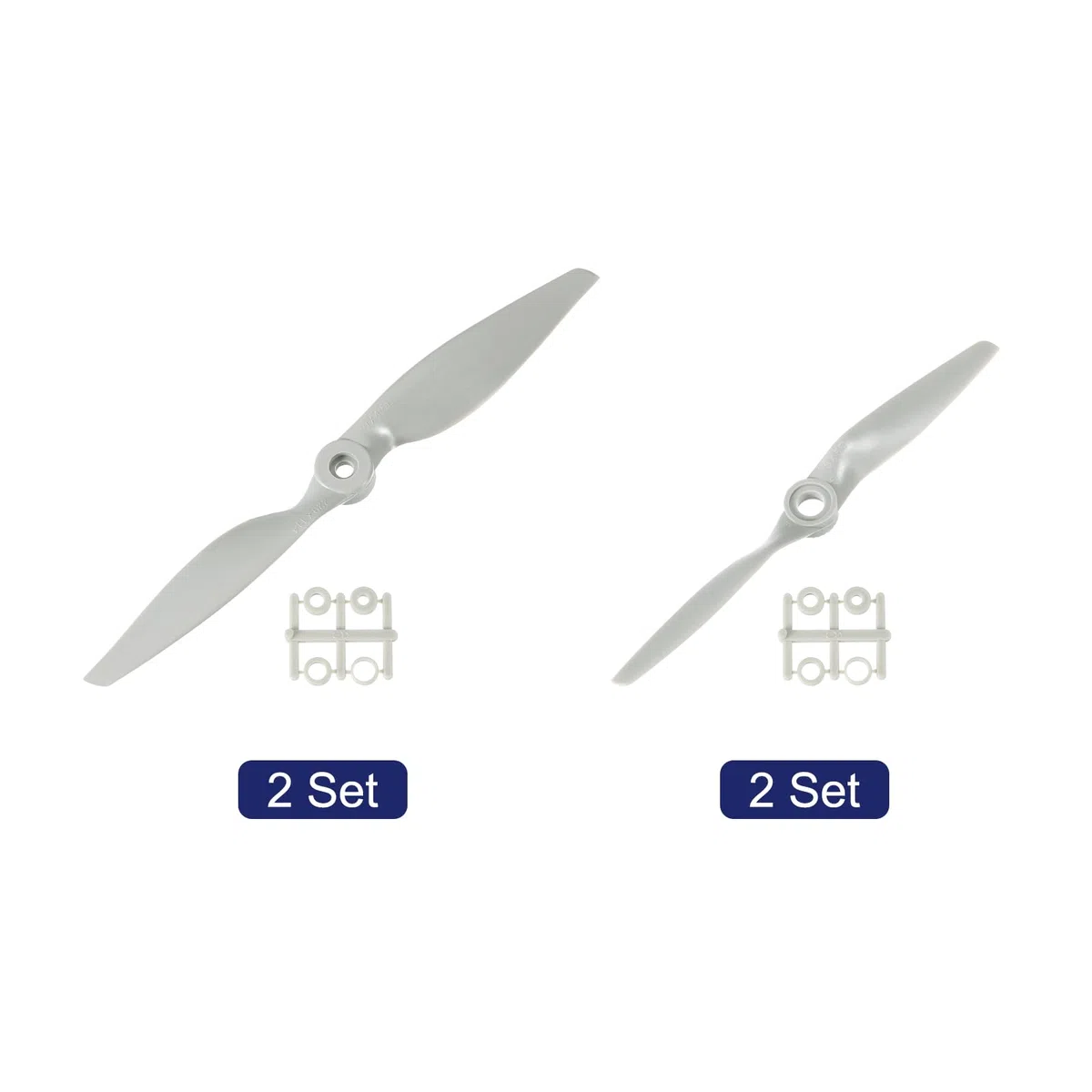 QUARKZMAN 9x4.5" 9x4.5" Hélice de Avión RC 2 Aspas con Anillos Adaptadores Hojas de Hélice RC para Aviones Eléctricos, 4 Pcs, Gris