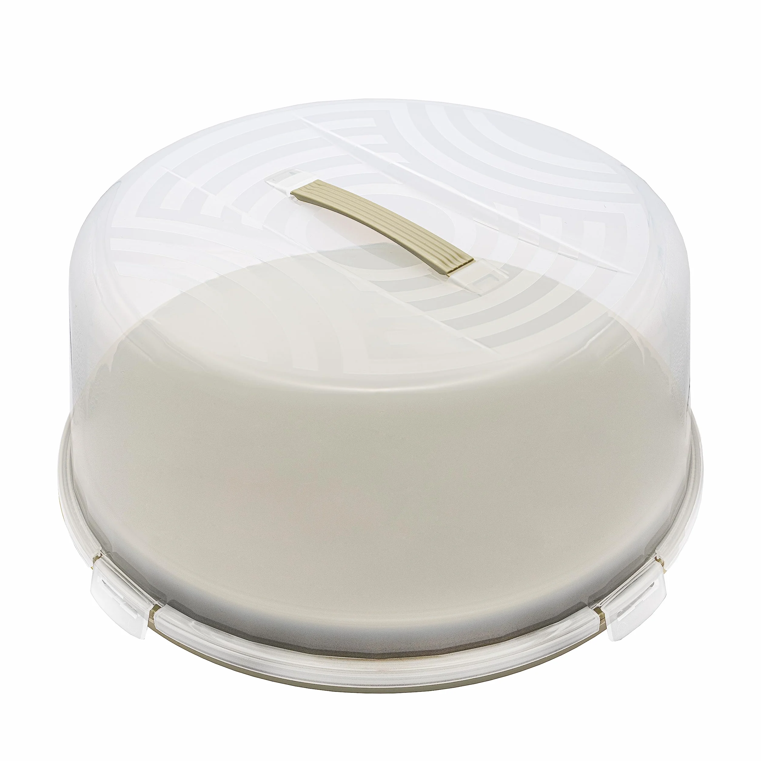 BranQ Home essential Joy - Recipiente redondo para tartas con tapa alta y asa de transporte, plástico (PP), sin BPA, color salvia y transparente, 334 x 156 mm