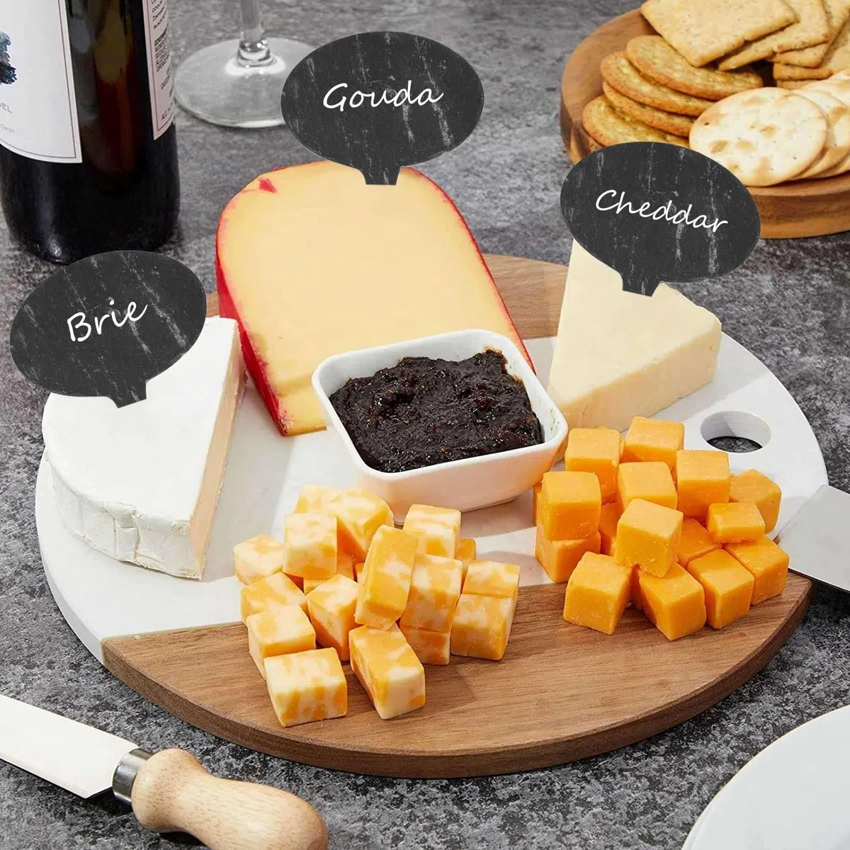 Jevina Juego de 18 marcadores de queso para tabla de charcuterie