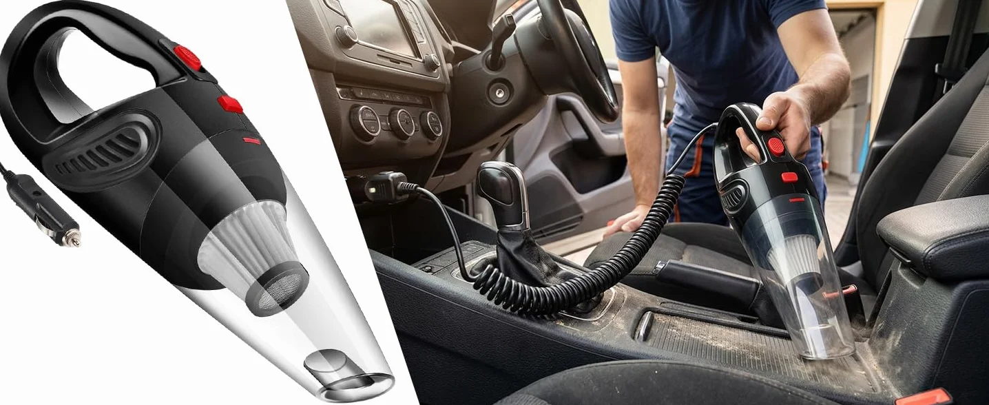 Retoo Aspiradora de Mano para Coche 120W 12V, con Filtro HEPA Reutilizable, Potente Succión 4200 Pa, con Accesorios Intercambiables, Cable de 4,8m, Compacta y Silenciosa