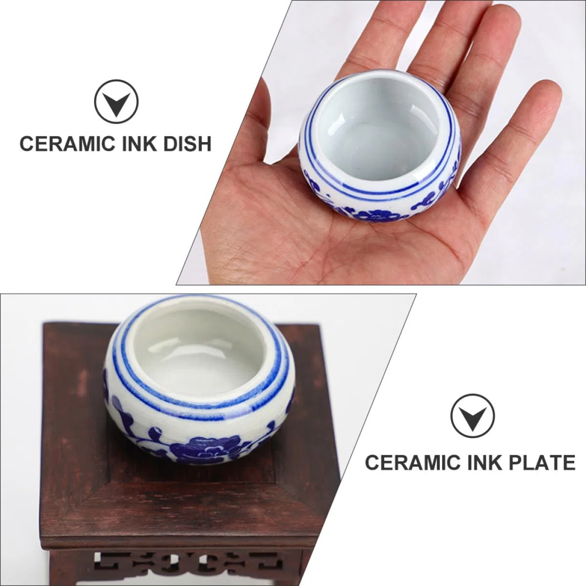 Didiseaon Juego de 6 Tinteros de Porcelana para Caligrafía China y Pintura Cuencos Pequeños, Lavador de Pinceles y Papelería, para Estudiantes y Artistas