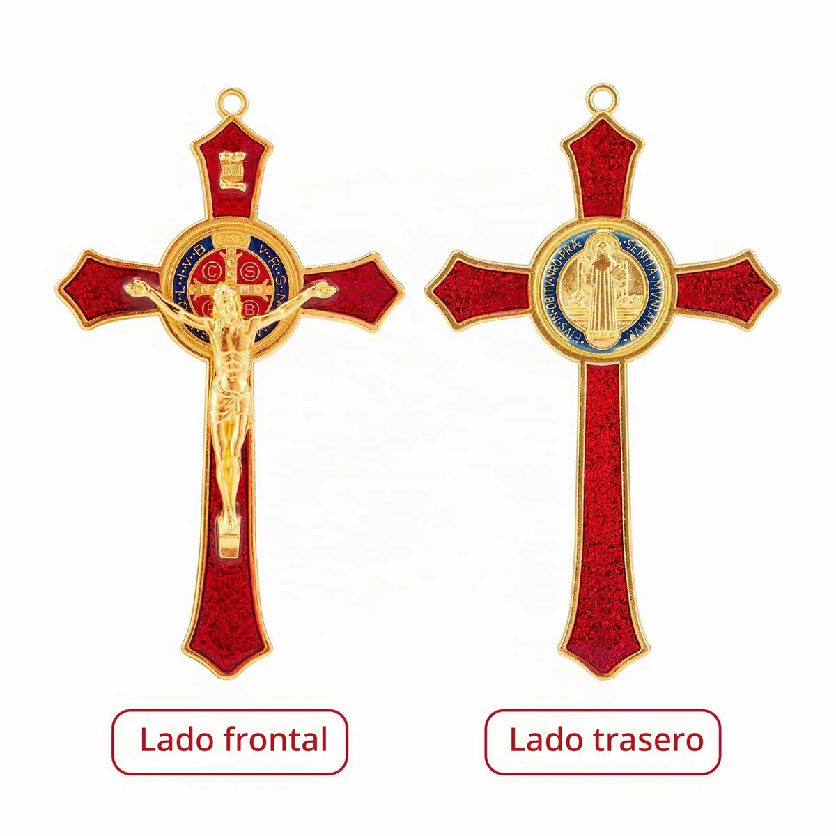 Crucifijo rojo de San Benito, crucifijo para decoración católica, medalla de San Benito, cruz colgante de Jesucristo, crucifijo del Perdón, medalla de San Benito para decoración del hogar