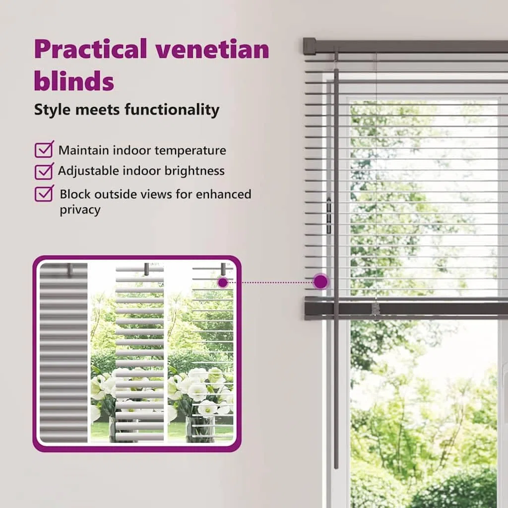 vidaXL Persianas venecianas Manual Plateado 130 x 85 cm Aluminio, Persianas Modernas para Interiores, de Aluminio Ajustables, Elegantes tratamientos para Ventanas en casa y Oficina