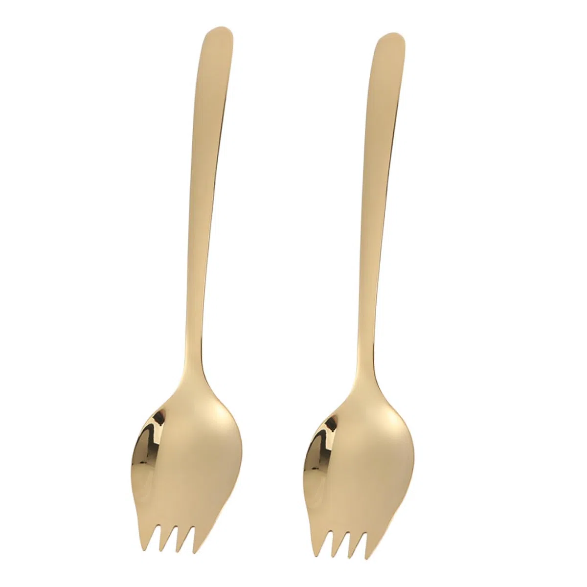 ABOOFAN 4 Piezas Vajilla de doble acero inoxidable horquilla de helado tenedores de acero inoxidable de cocina spork horquilla de sopa para lavavajillas Dorado