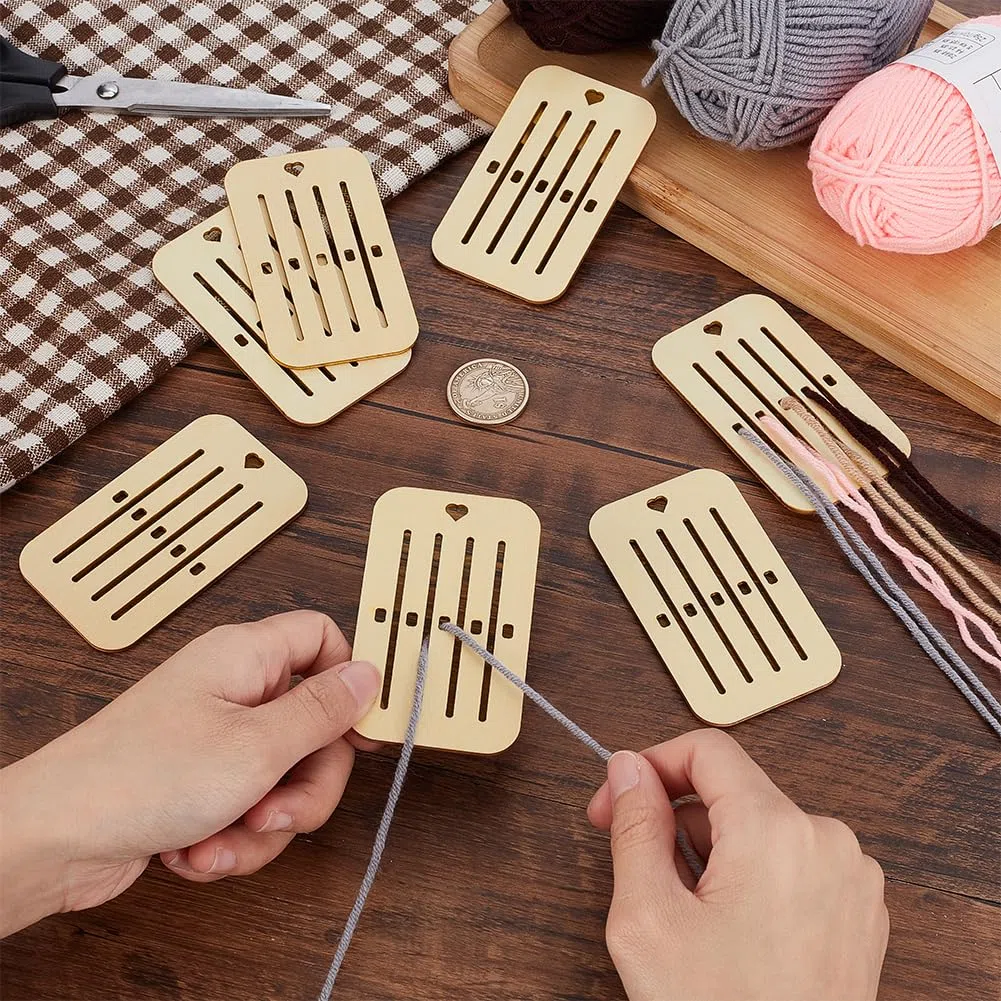 AHANDMAKER 10 tarjetas de tejido, kit de tejido de cinturón de madera, herramientas de tejido de telar, suministros de tejido para bolsa, cinturón, correa de cámara, suministros de tejido para