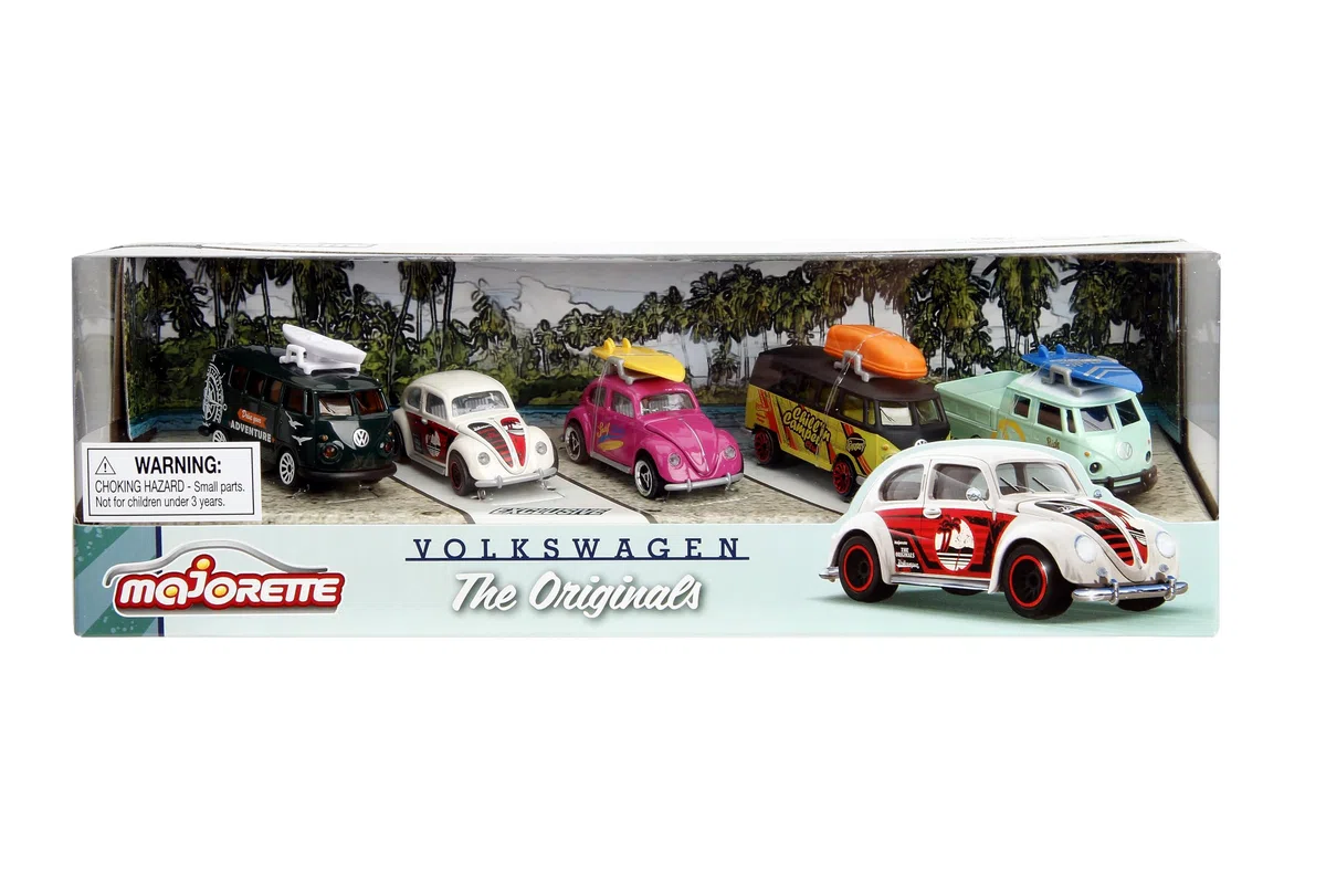 Majorette – Coches Premium Volkswagen The Originals con Partes en Metal, Escala 1:64, Con Licencia Oficial VW, Recibirás un set de 5 Vehículos VW (212055008)