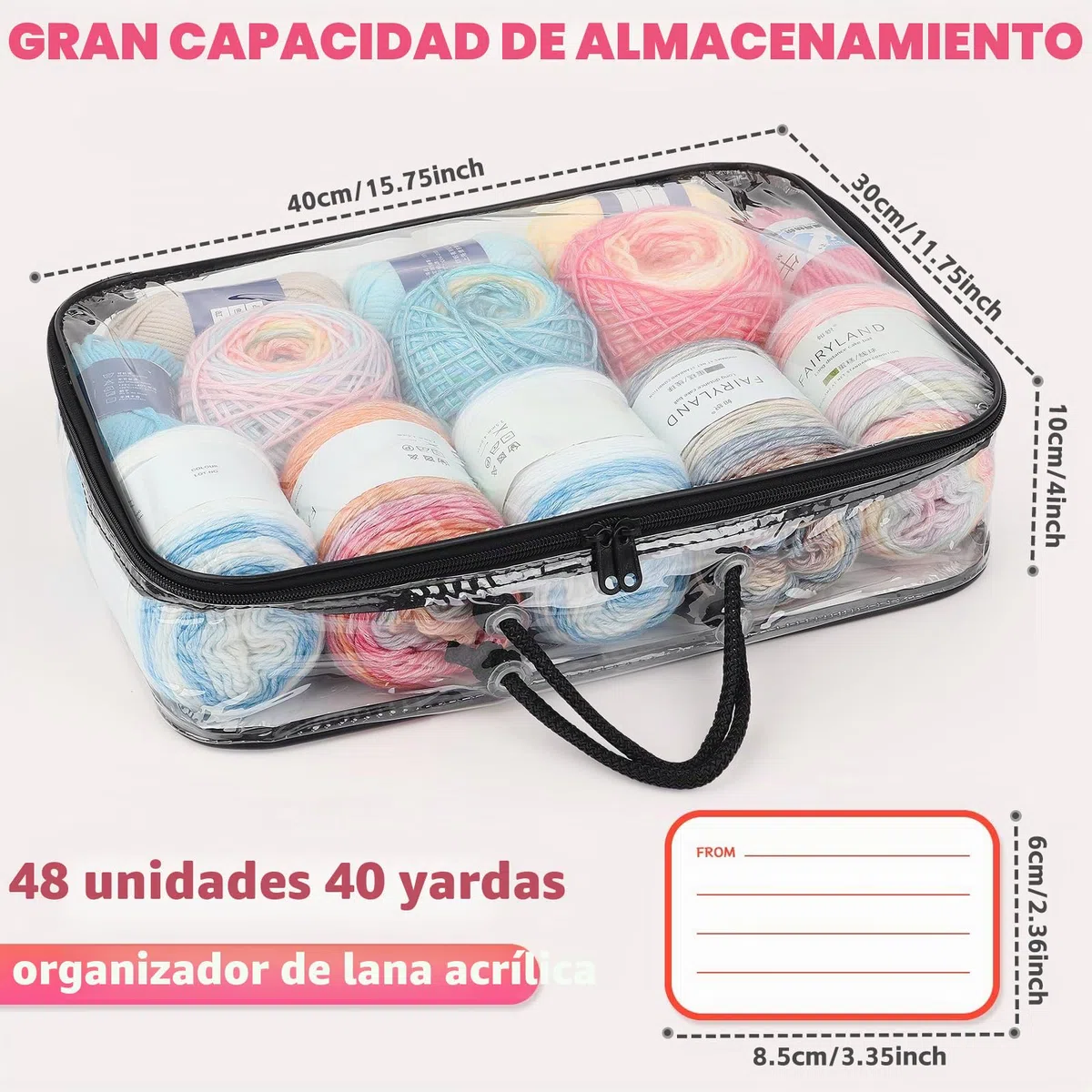 Coopay Organizador de almacenamiento de hilo transparente, 3 unidades, bolsas de almacenamiento de hilo de 12 x 16 x 4 pulgadas, organizador de almacenamiento de punto a prueba de polvo con
