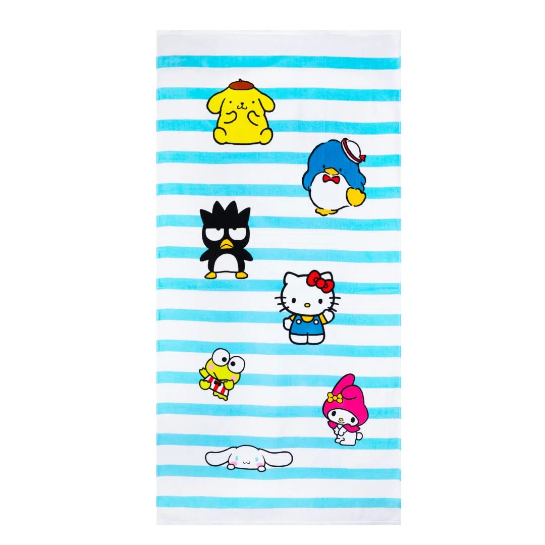 Franco Collectibles Sanrio Hello Kitty & Friends - Toalla de baño de algodón súper Suave, 60 x 30 Pulgadas (Producto Oficial)