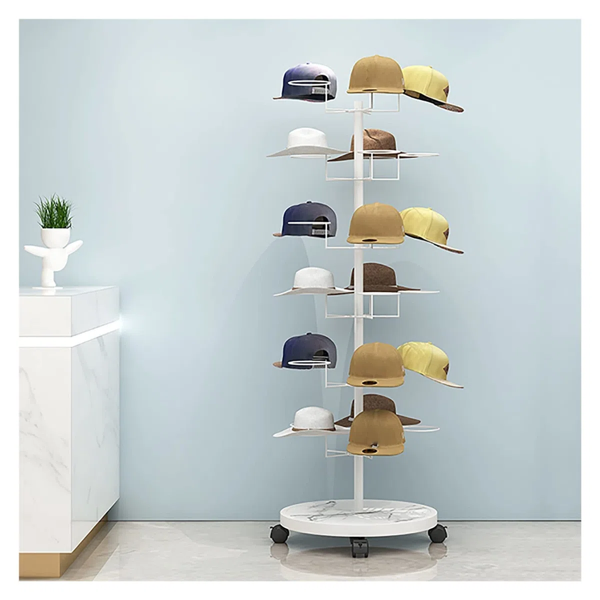 Estante para sombreros, organizador de almacenamiento de sombreros, estante de almacenamiento de sombreros independiente de 6 capas, para gorras de béisbol / sombreros múltiples / sombreros de vaquero