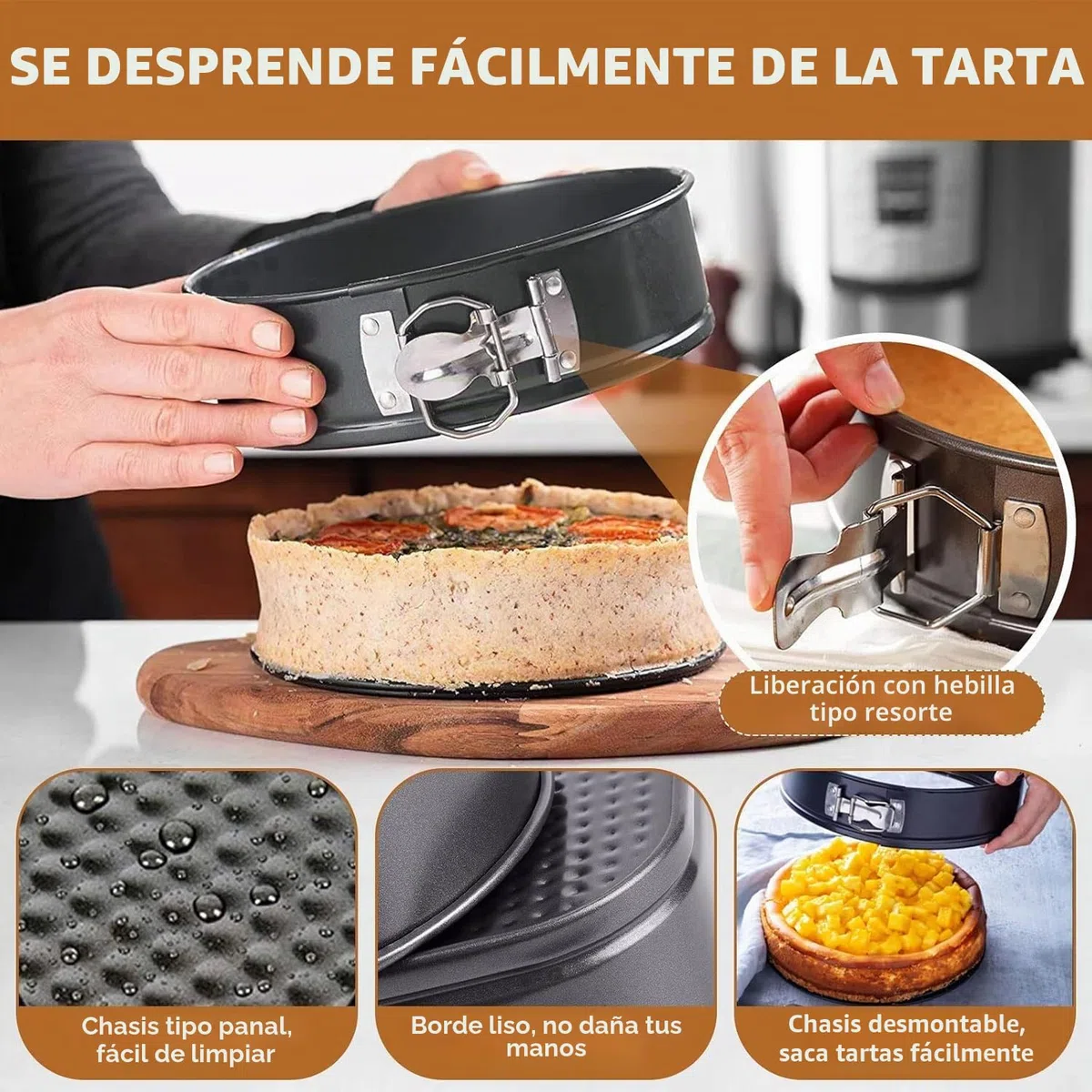 4 Piezas Moldes Reposteria, Desmontable de Molde Bizcocho 16/20cm redondos y 22/26cm cuadrados, Molde Tarta con Revestimiento Antiadherente para Cumpleaños/Bodas/Hogar
