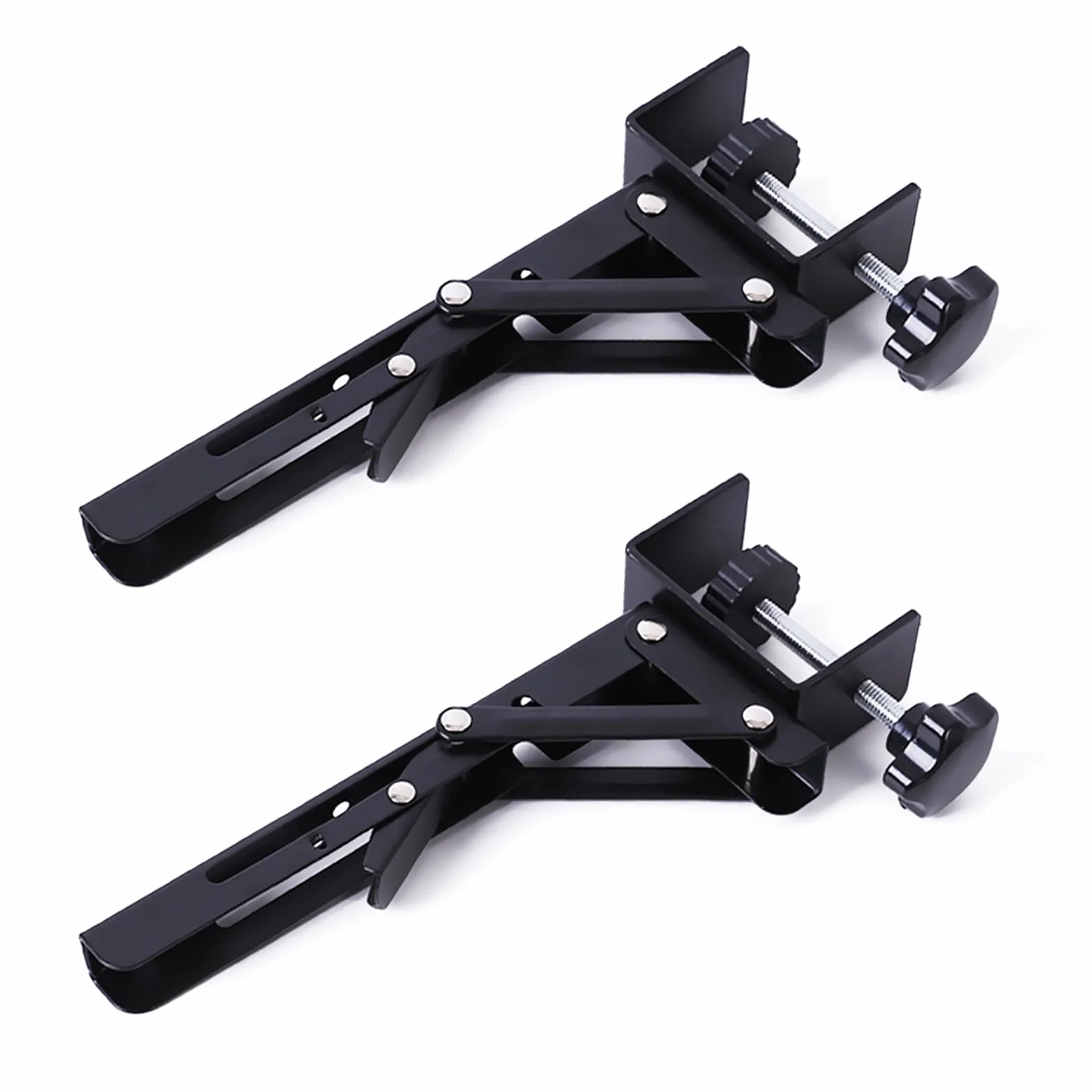 2 Piezas Bandeja Extraible Teclado, Bandejas para Teclado Porte de Extensión de Escritorio Acero Inoxidable Soporte Teclado Plegable Plegable Abrazaderas en C Extensión de Mesa Plegable Para Mesa