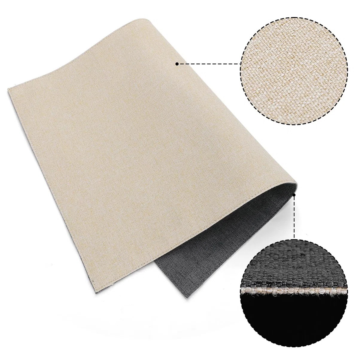 Manteles Individuales Lavables Juego de 6 Manteles Individuales de Lino Antideslizantes salvamanteles Individuales de Doble Cara 45 X 30 cm (Gris-Beige, Rectangular Juego de 6)