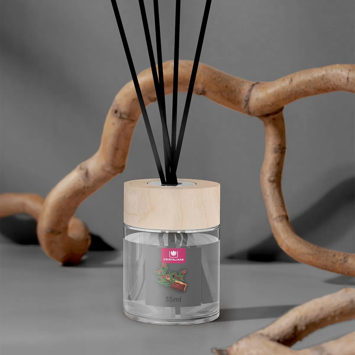 CRISTALINAS | Pack 2 Ambientador Mikado para Hogar | Fragancia Larga Duración 8 Semanas | 2x35ml | 0% Alcohol (Paquete de 2, Sándalo y cedro)
