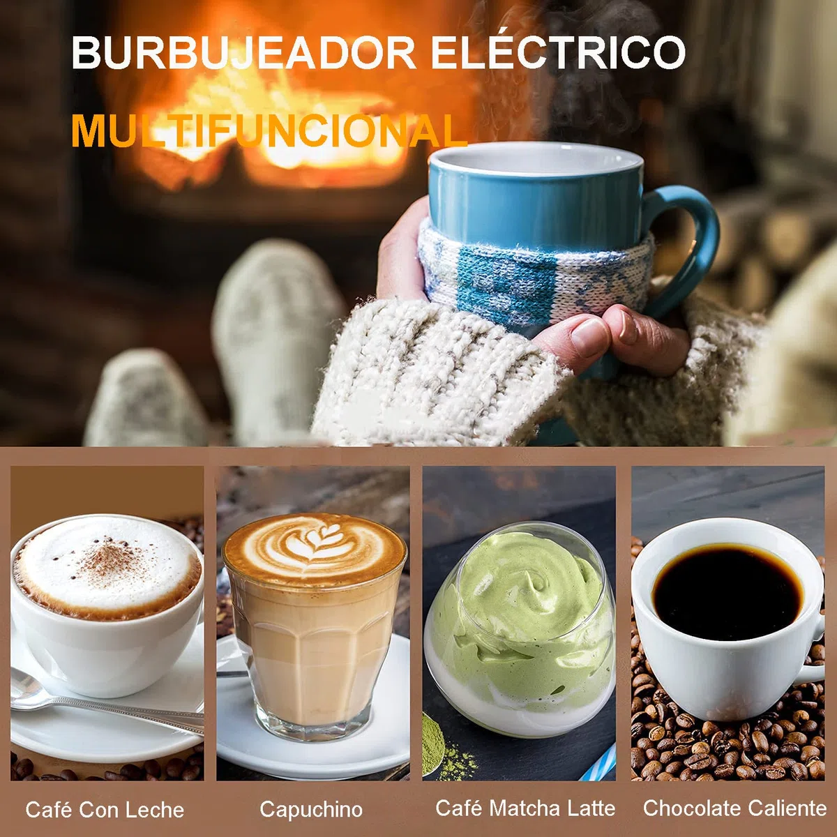 Bauihr Espumador de Leche USB, Espumador leche electrico, Regulable en 3 velocidades, con 3 Batidores de Acero Inoxidable, para Cafe, Matcha,colacao