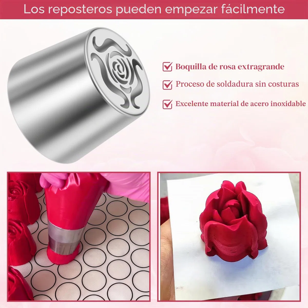 Juego de 6 boquillas rusas extragrandes, de acero inoxidable, con forma de flor, para decoración de pasteles, glaseado, ramo de flores, galletas