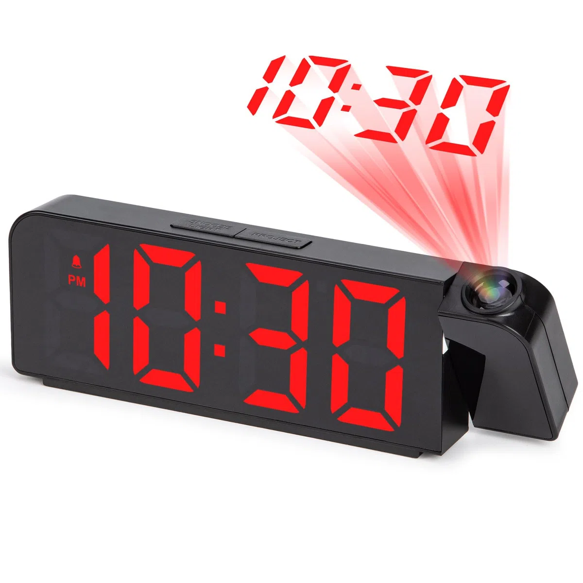 Reloj Despertador Digital con Proyector con Temperatura y Fecha Pantalla Grande RGB 4 Niveles de Brillo Modo Nocturno 12/24H