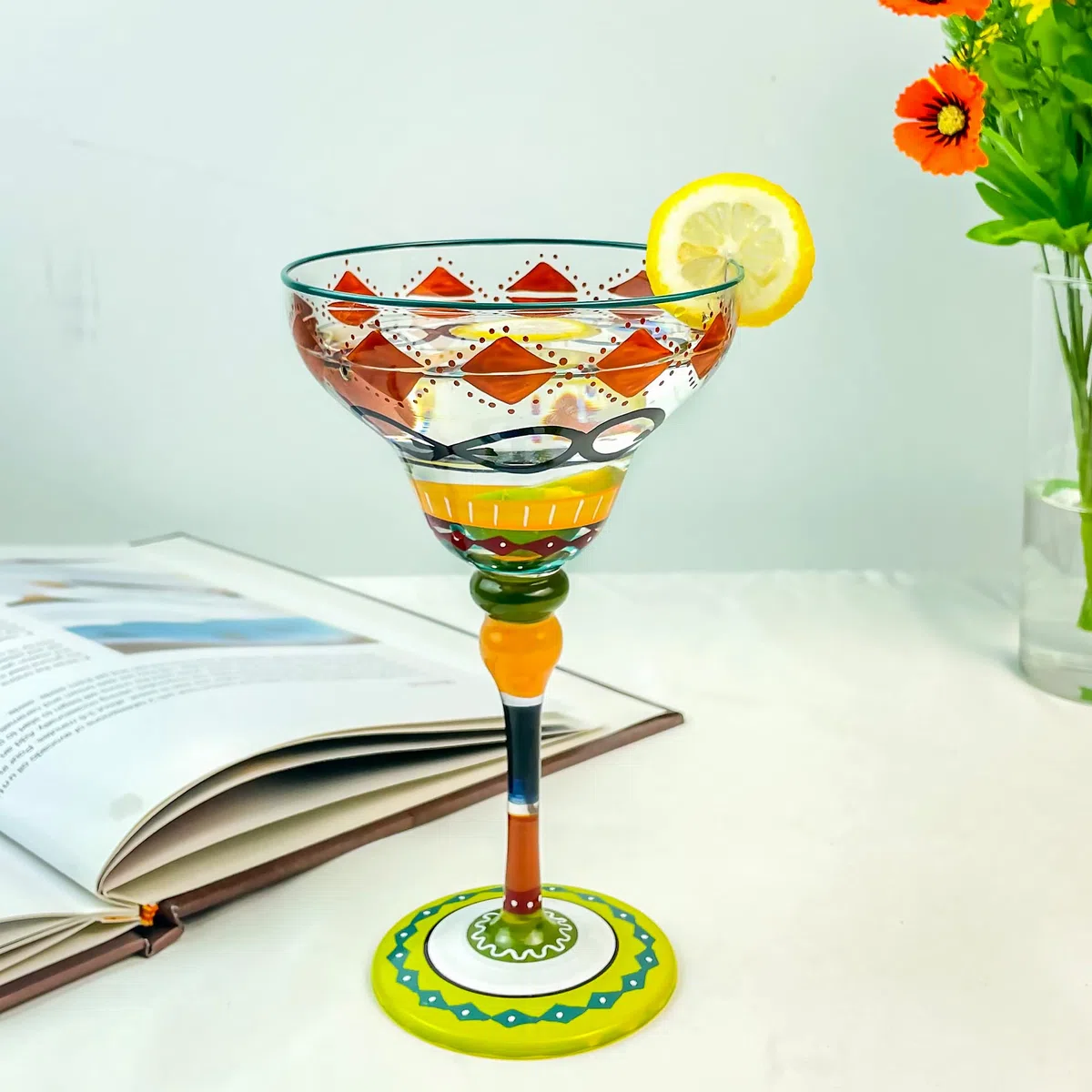 1 vaso de margarita pintado a mano de 270 ml, perfecto para regalo de pareja, fiesta de margarita, regalo de despedida de soltera/boda (amuleto)