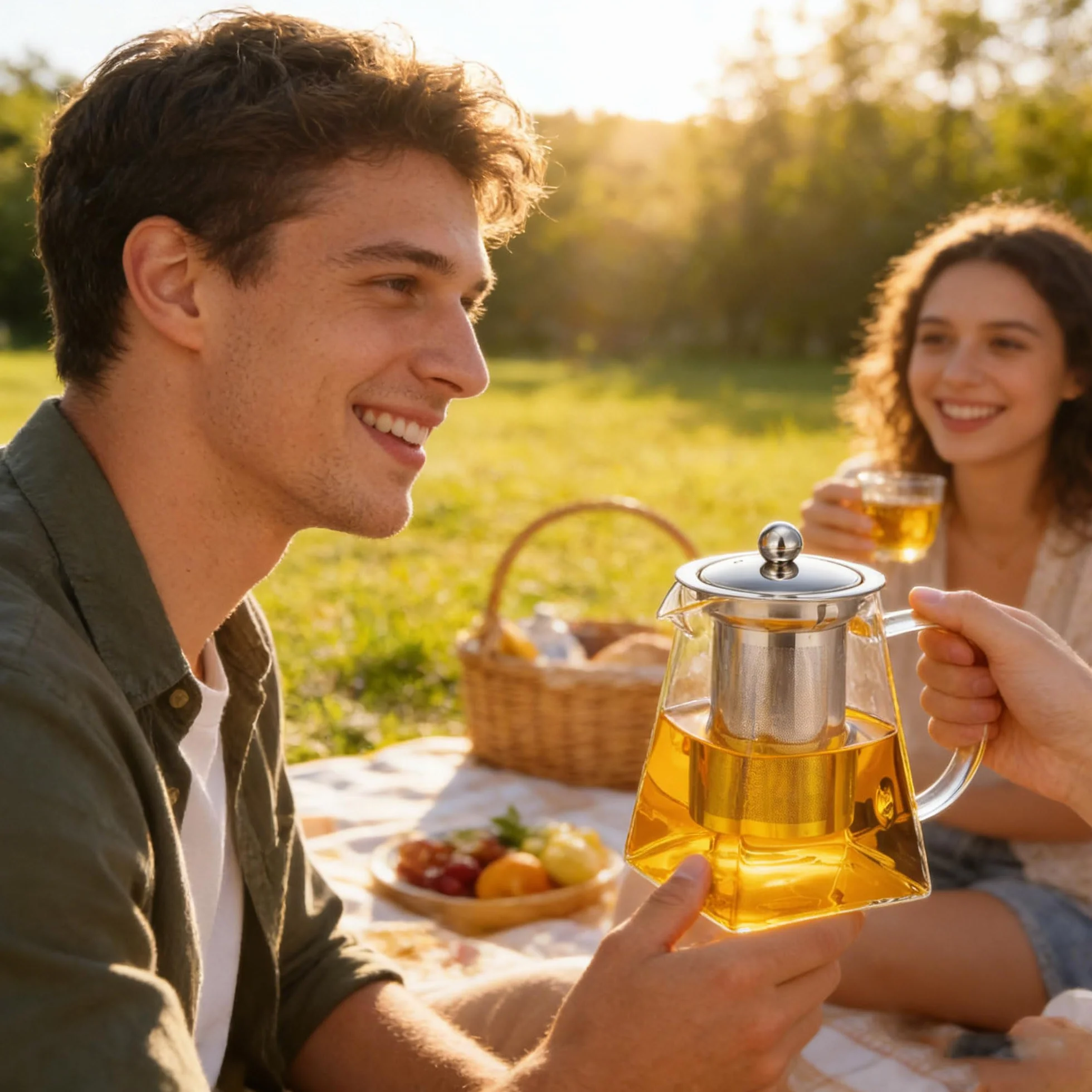 YUEMING - Tetera de cristal de 550 ml con filtro infusor de acero inoxidable resistente al calor, tetera de cristal para floración, té a granel