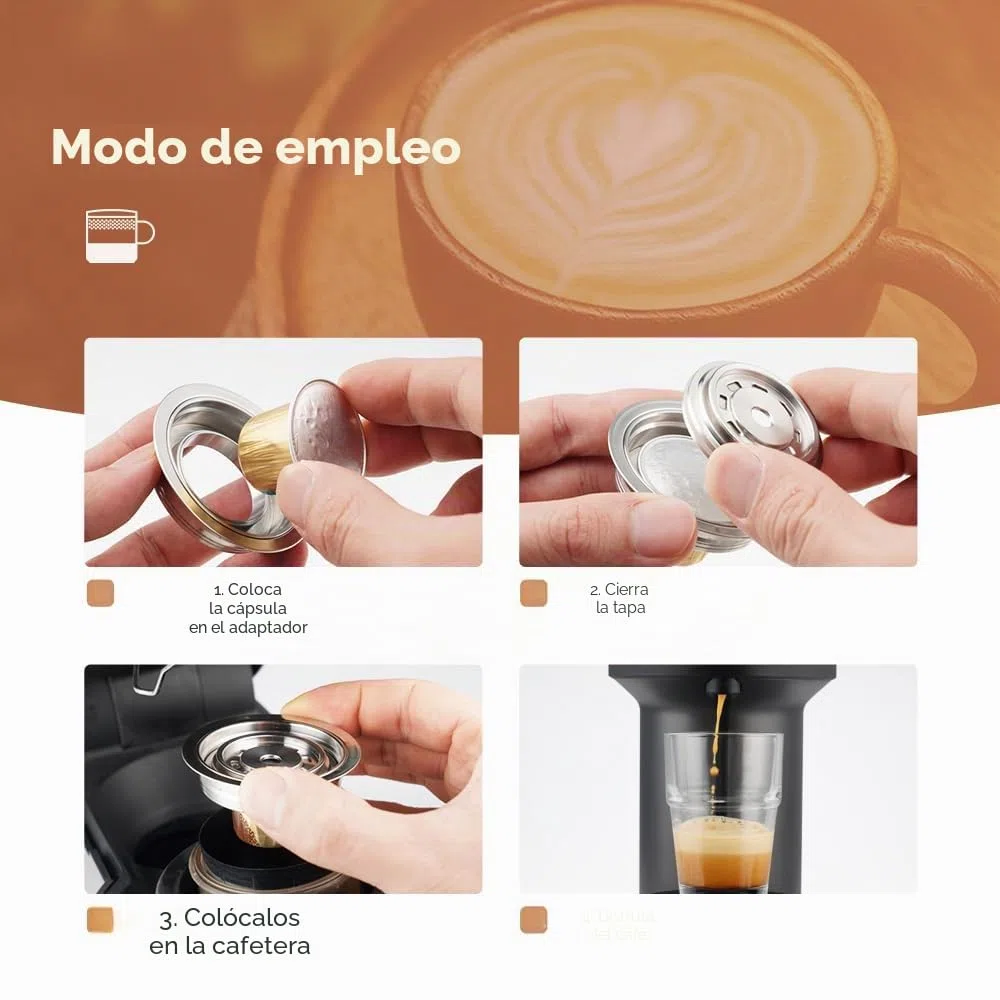 Adaptador para cápsulas de café reutilizables compatible con Delonghi ENV135 y VertuoLine GCA1, convertidor de acero inoxidable, Brew NEspresso OriginalLine Coffee, 40ML