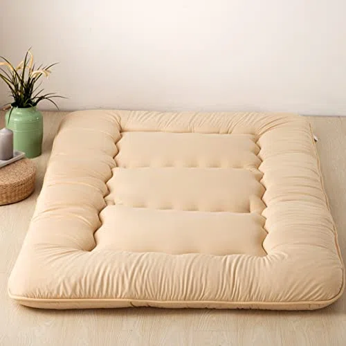 Futón japonés para suelo, plegable, extra grueso, transpirable, para suelo, cama de camping portátil, cama de invitados ideal para sofá, versátil y cómodo
